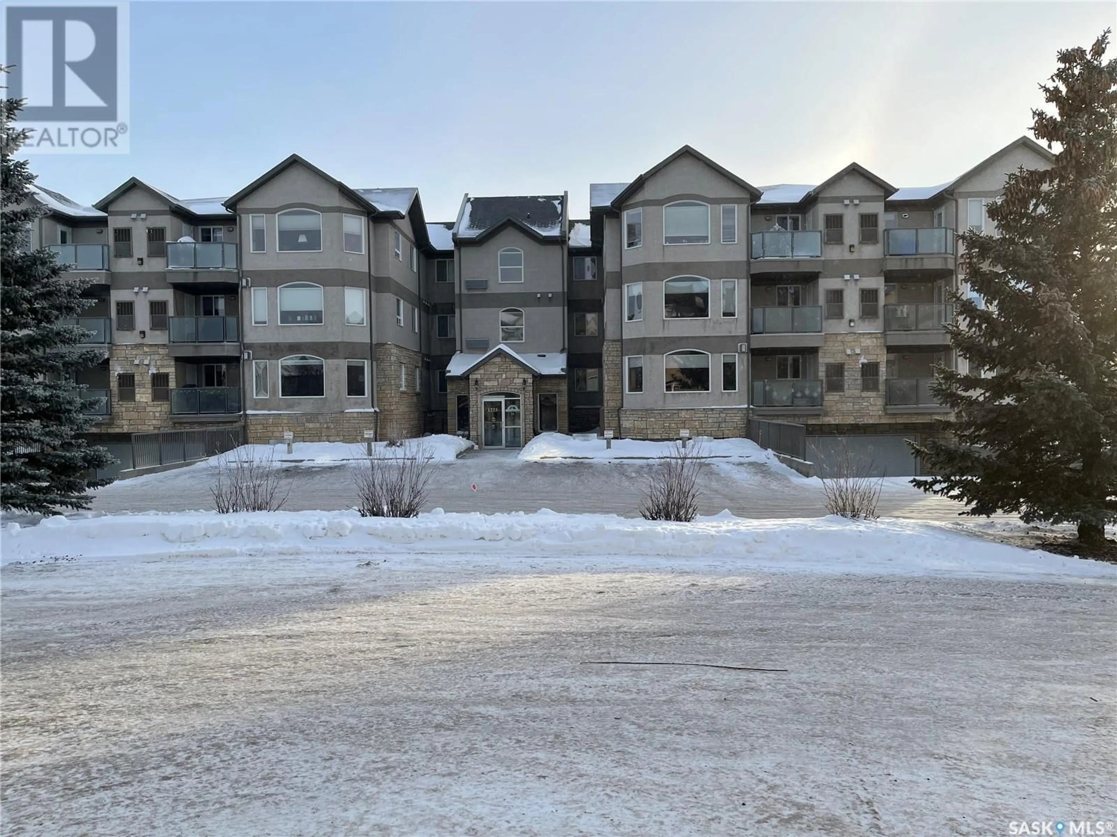 A pic from outside/outdoor area/front of a property/back of a property/a pic from drone, mountain view for 202 1225 Stockton STREET N, Regina Saskatchewan S4X0A3