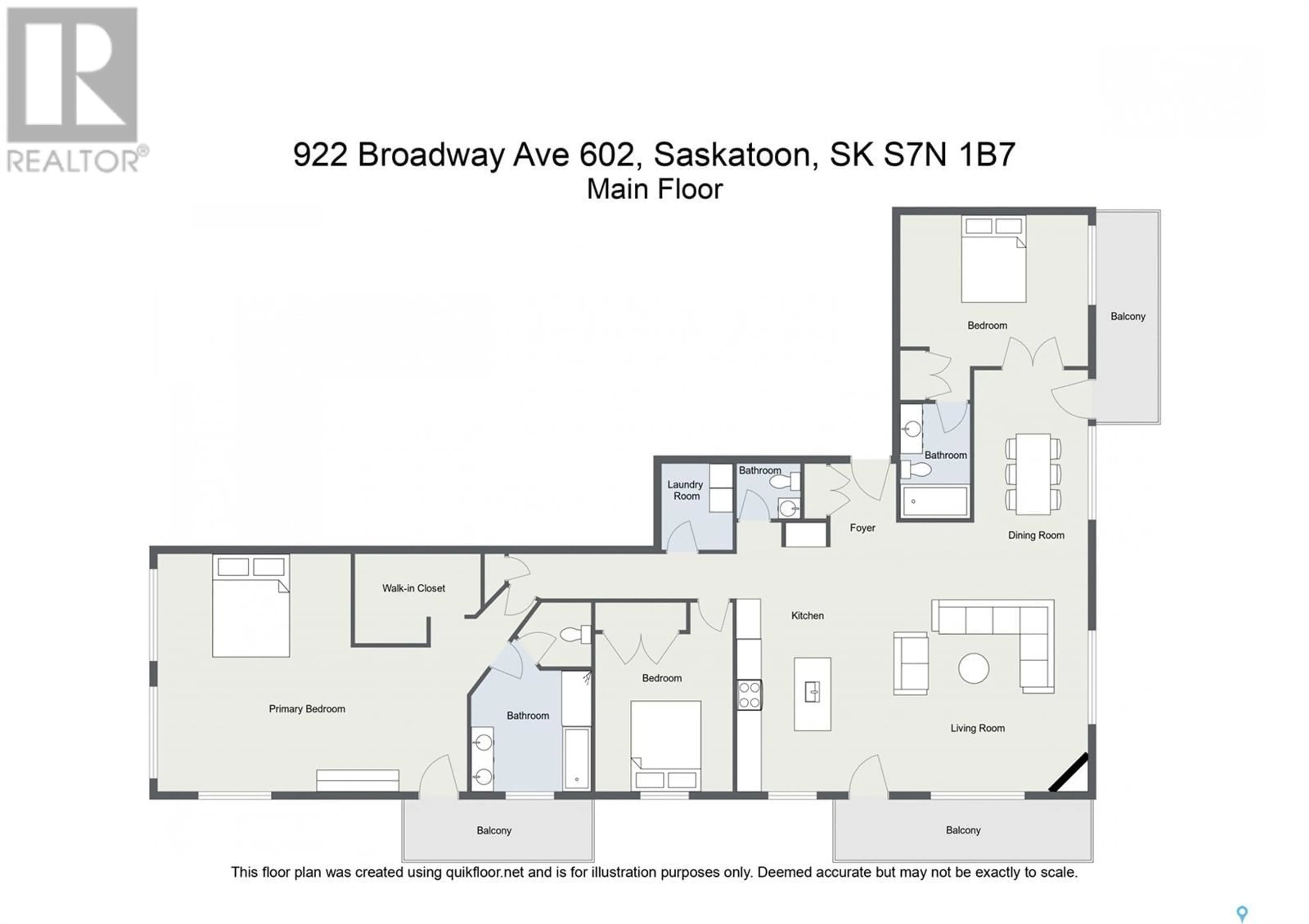 Floor plan for 602 922 Broadway AVENUE, Saskatoon Saskatchewan S7N1B7