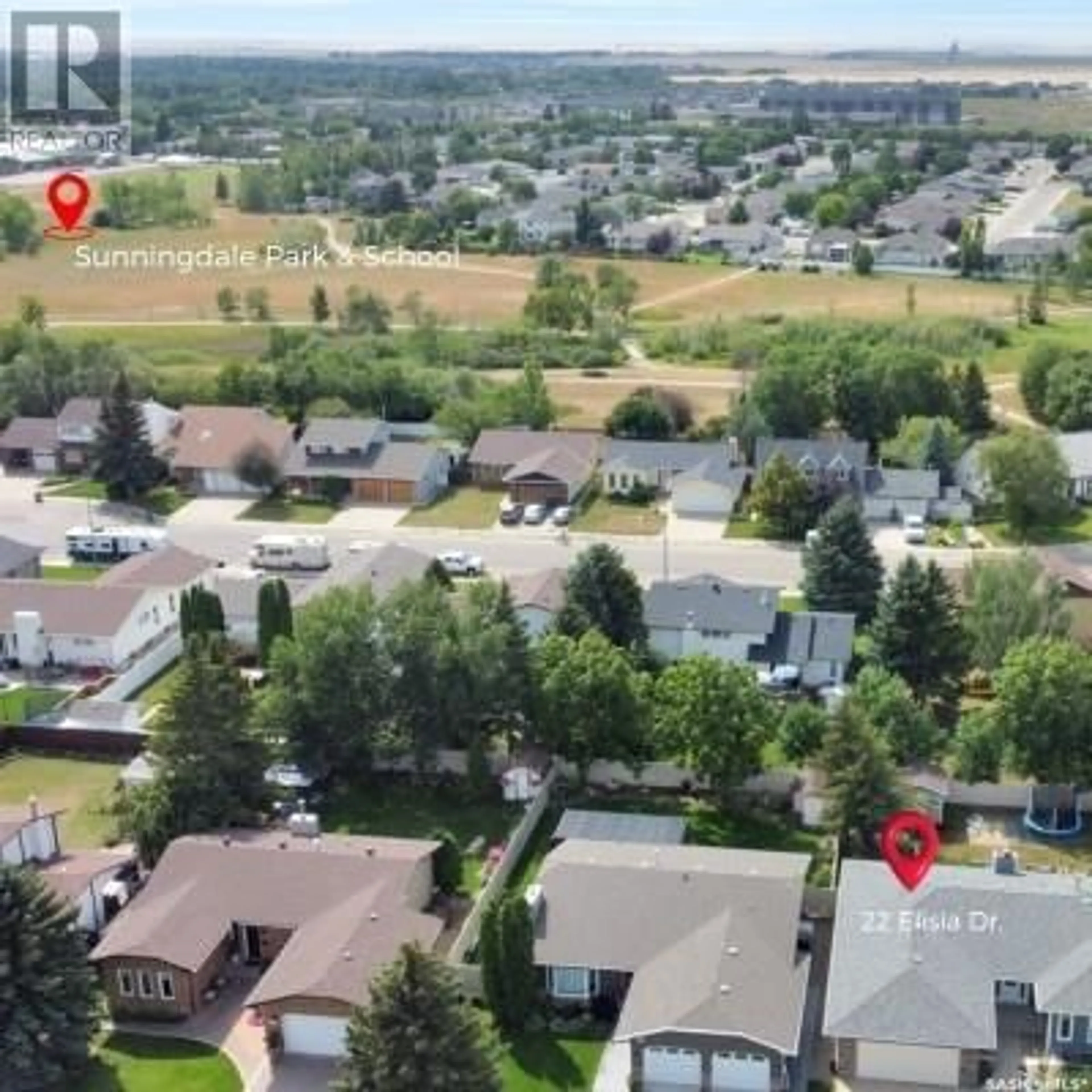 A pic from outside/outdoor area/front of a property/back of a property/a pic from drone, street for 22 ELISIA DRIVE, Moose Jaw Saskatchewan S6J1G9