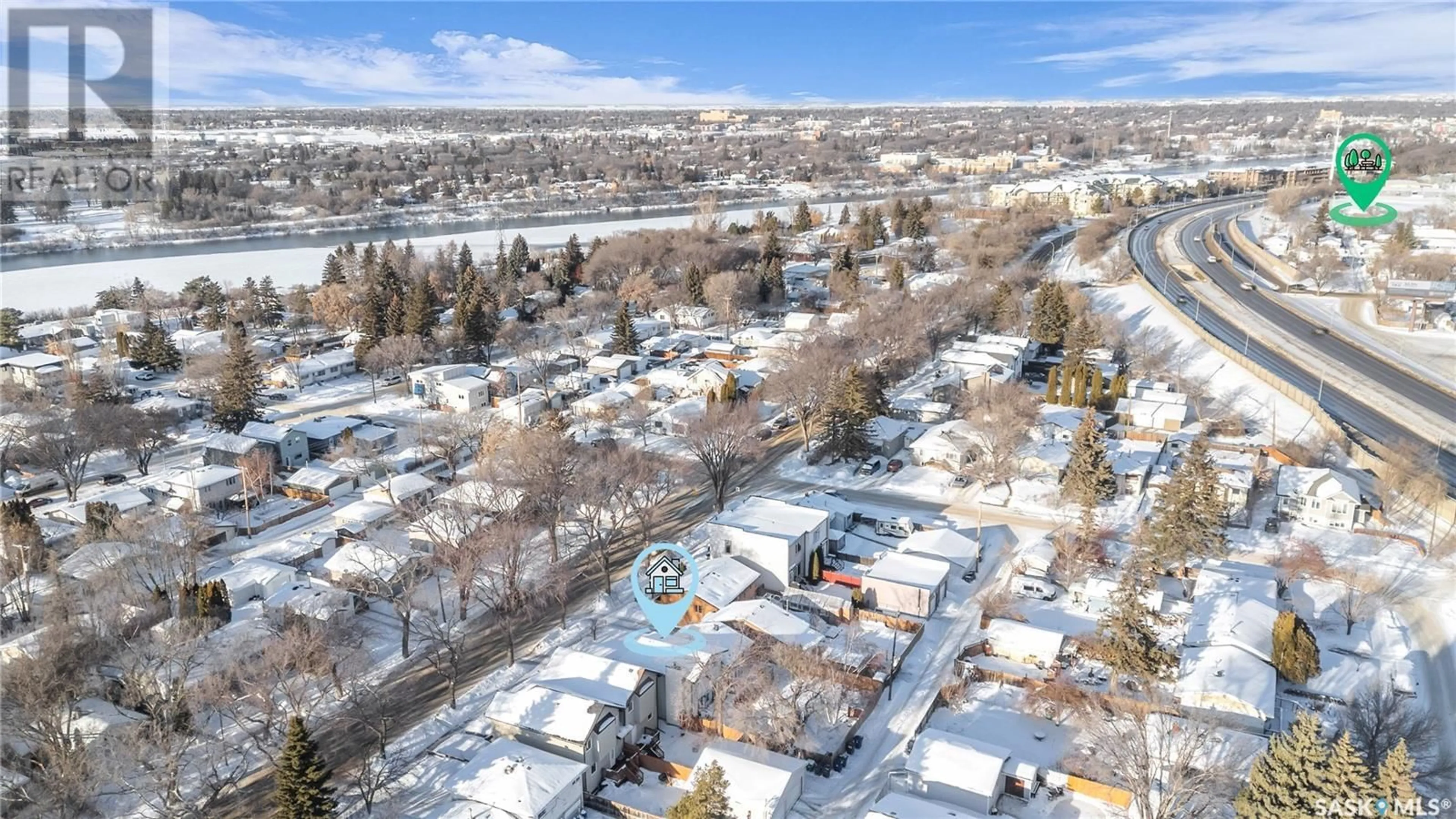 A pic from outside/outdoor area/front of a property/back of a property/a pic from drone, street for 2115 Herman AVENUE, Saskatoon Saskatchewan S7M0N1