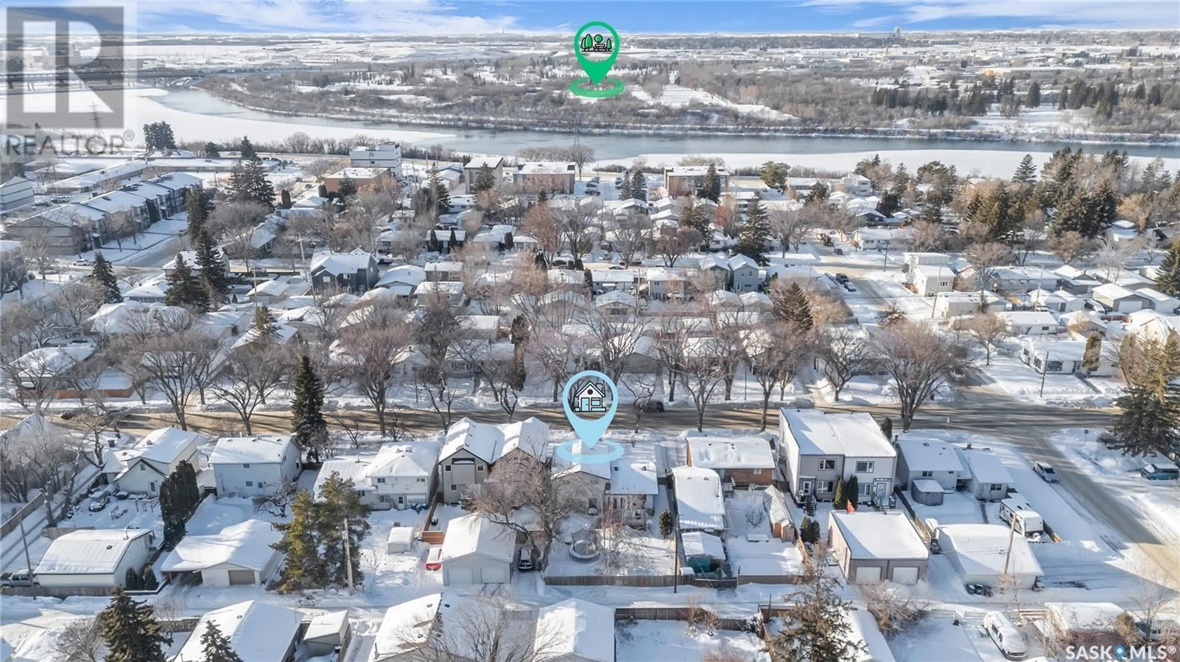 A pic from outside/outdoor area/front of a property/back of a property/a pic from drone, street for 2115 Herman AVENUE, Saskatoon Saskatchewan S7M0N1