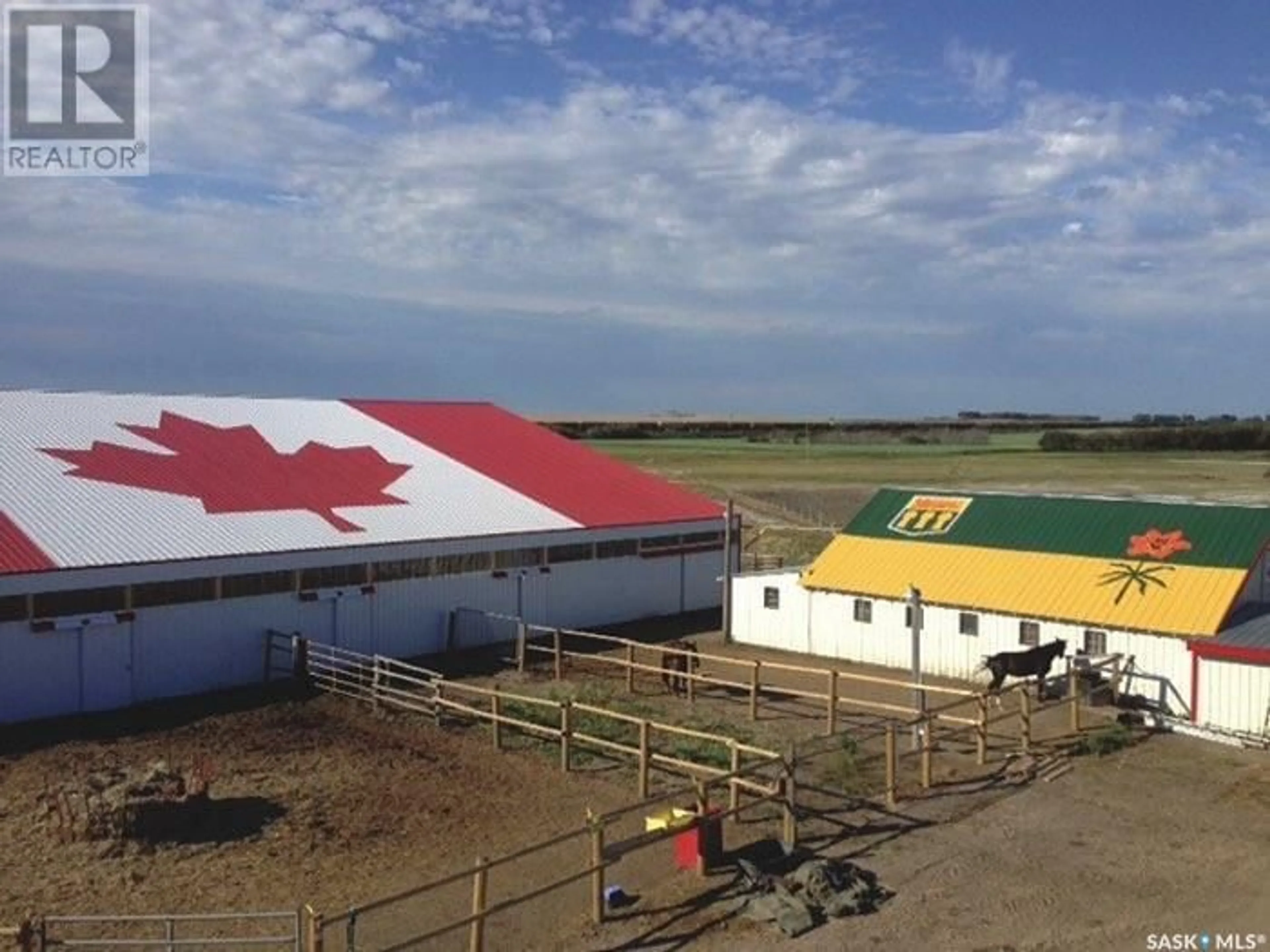 A pic from outside/outdoor area/front of a property/back of a property/a pic from drone, building for Lazy T Stables, Grandora Saskatchewan S0K1V0