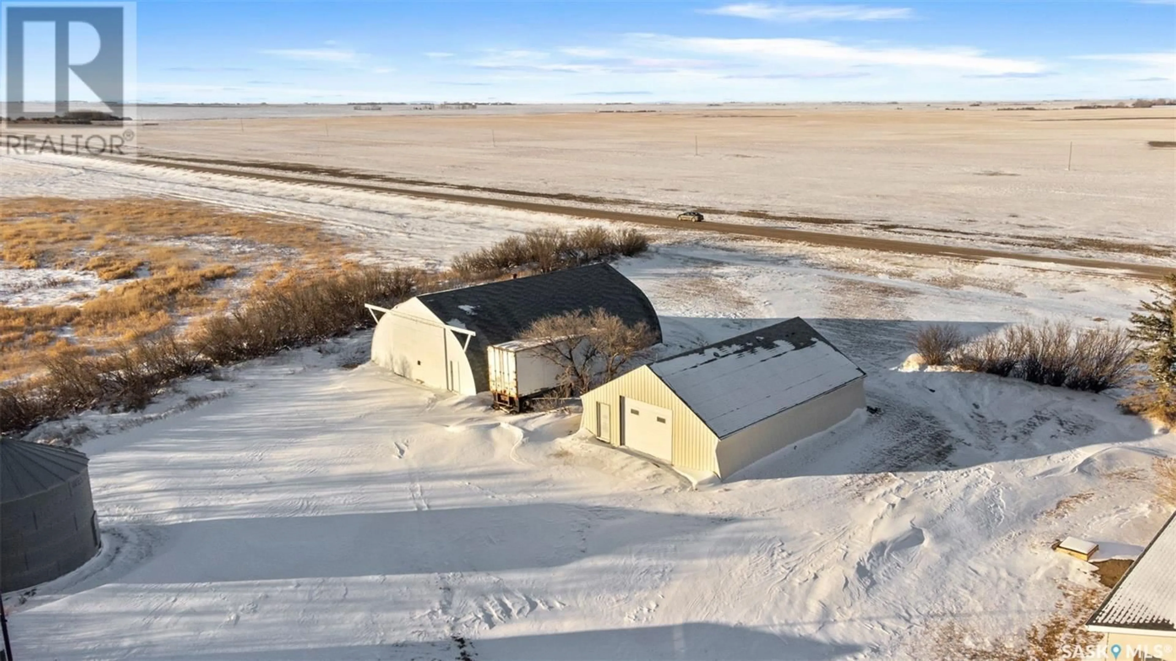 A pic from outside/outdoor area/front of a property/back of a property/a pic from drone, building for BENDER ACREAGE, Loreburn Rm No. 254 Saskatchewan S0H2S0
