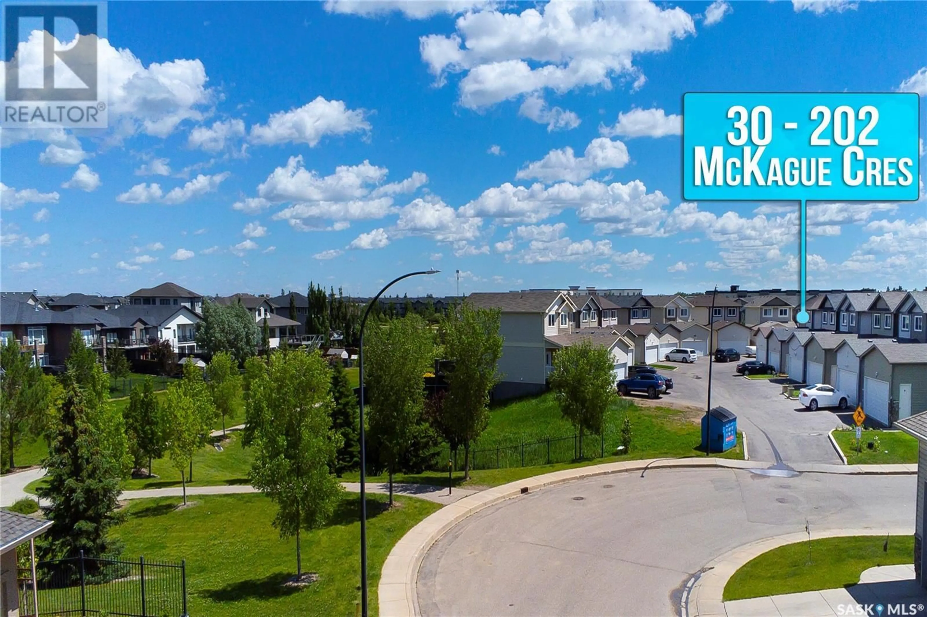 A pic from outside/outdoor area/front of a property/back of a property/a pic from drone, water/lake/river/ocean view for 30 202 McKague CRESCENT, Saskatoon Saskatchewan S7R0A6