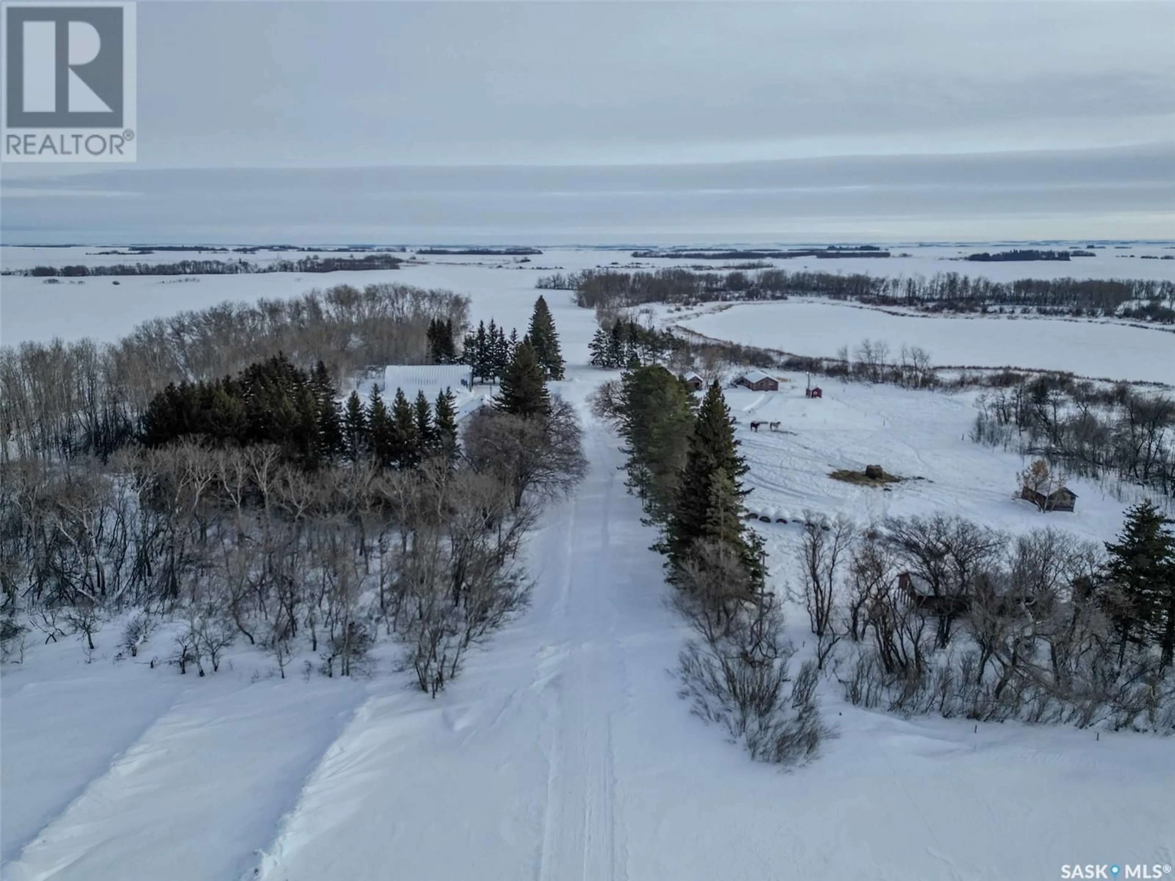 A pic from outside/outdoor area/front of a property/back of a property/a pic from drone, forest/trees view for Leroux Acreage, Humboldt Rm No. 370 Saskatchewan S0K2A0