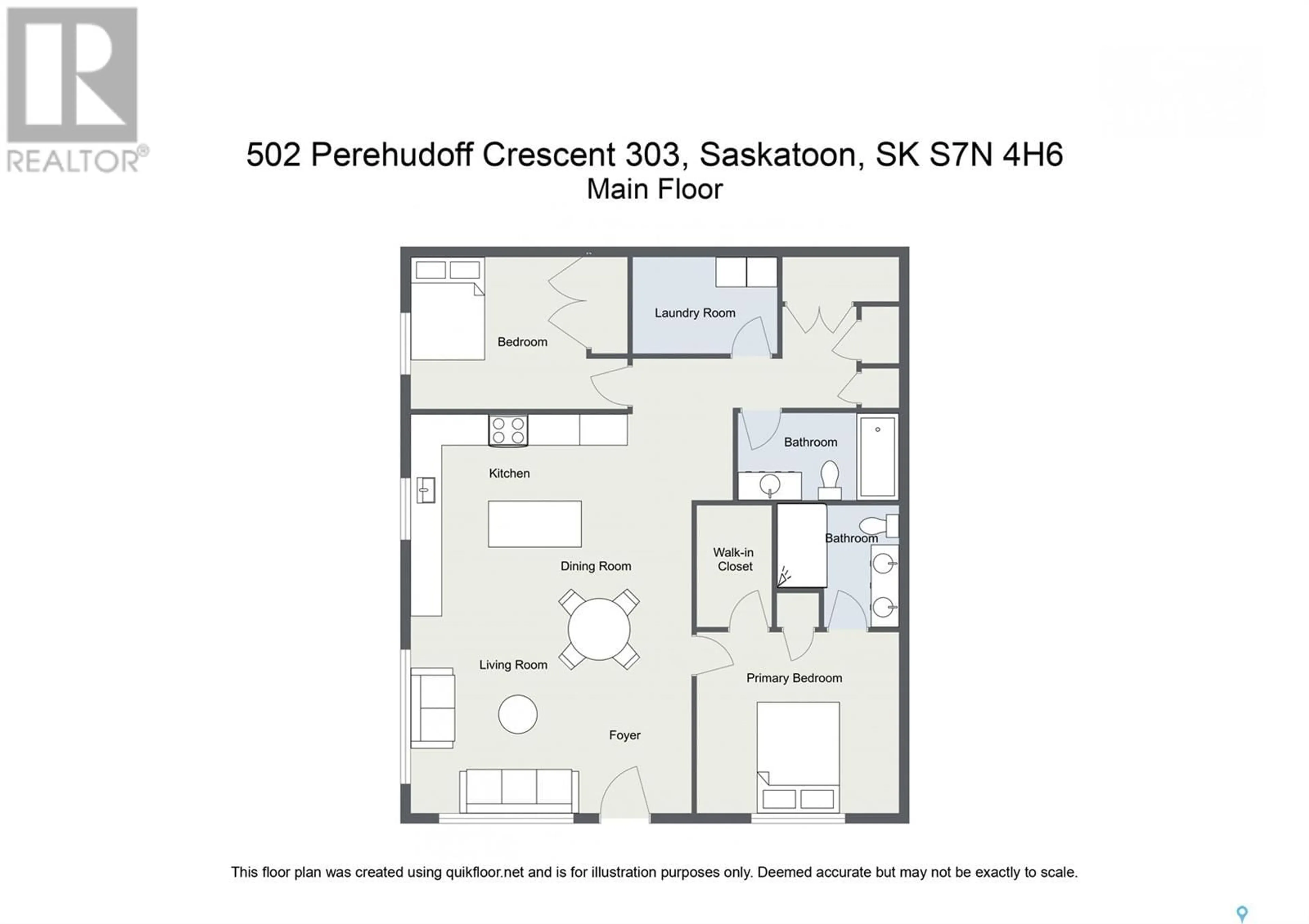 Floor plan for 303 502 Perehudoff CRESCENT, Saskatoon Saskatchewan S7N4H6