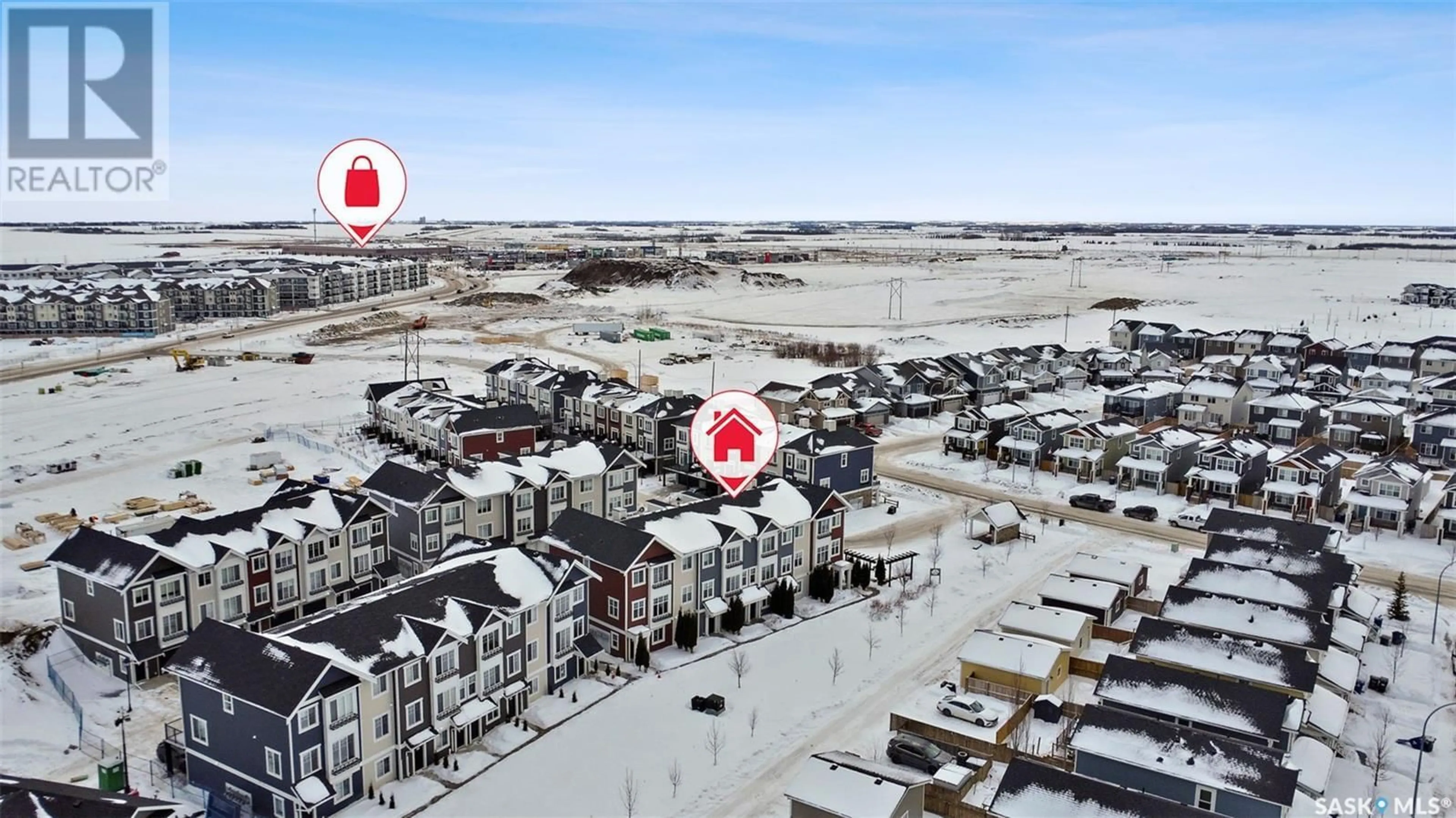 A pic from outside/outdoor area/front of a property/back of a property/a pic from drone, city buildings view from balcony for 619 701 Meadows BOULEVARD, Saskatoon Saskatchewan S7V0H5