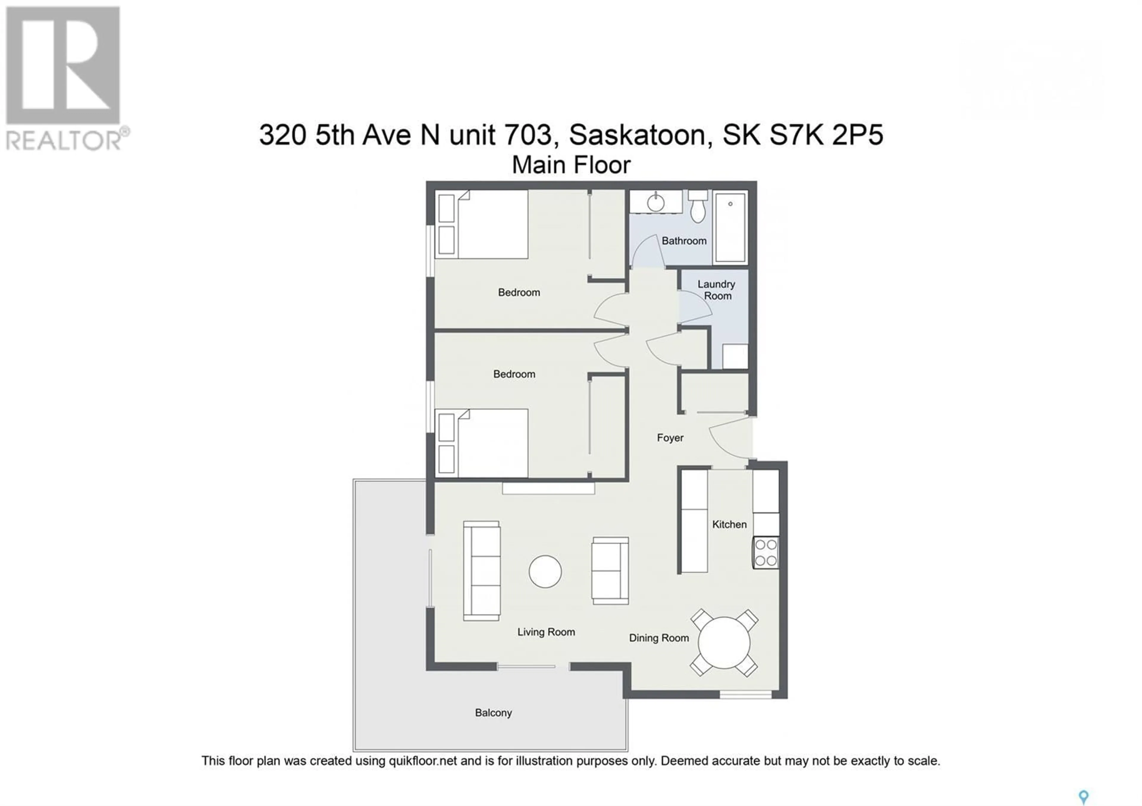 Floor plan for 703 320 5th AVENUE N, Saskatoon Saskatchewan S7H1E8