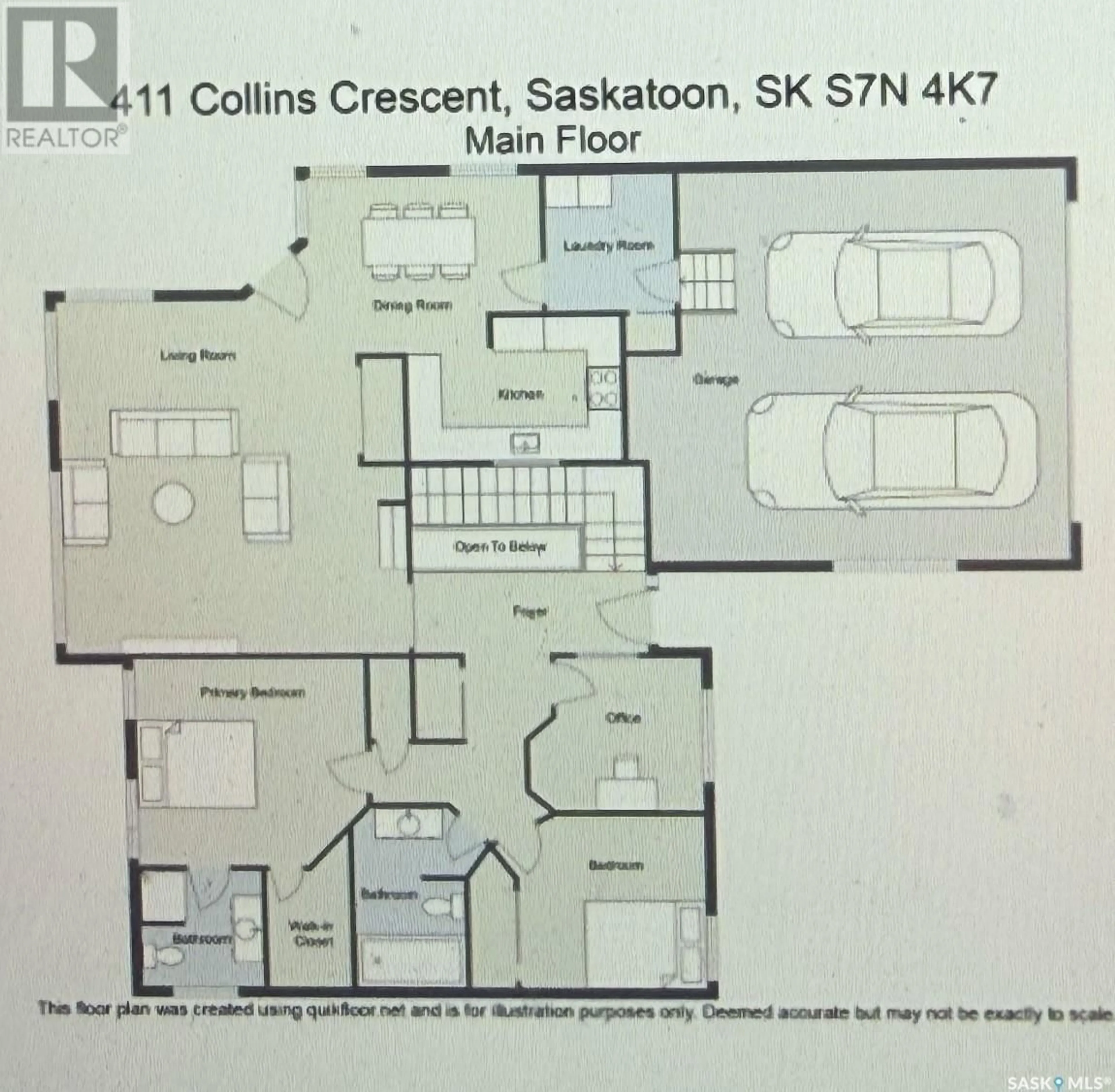 Floor plan for 411 Collins CRESCENT, Saskatoon Saskatchewan S7N4K7