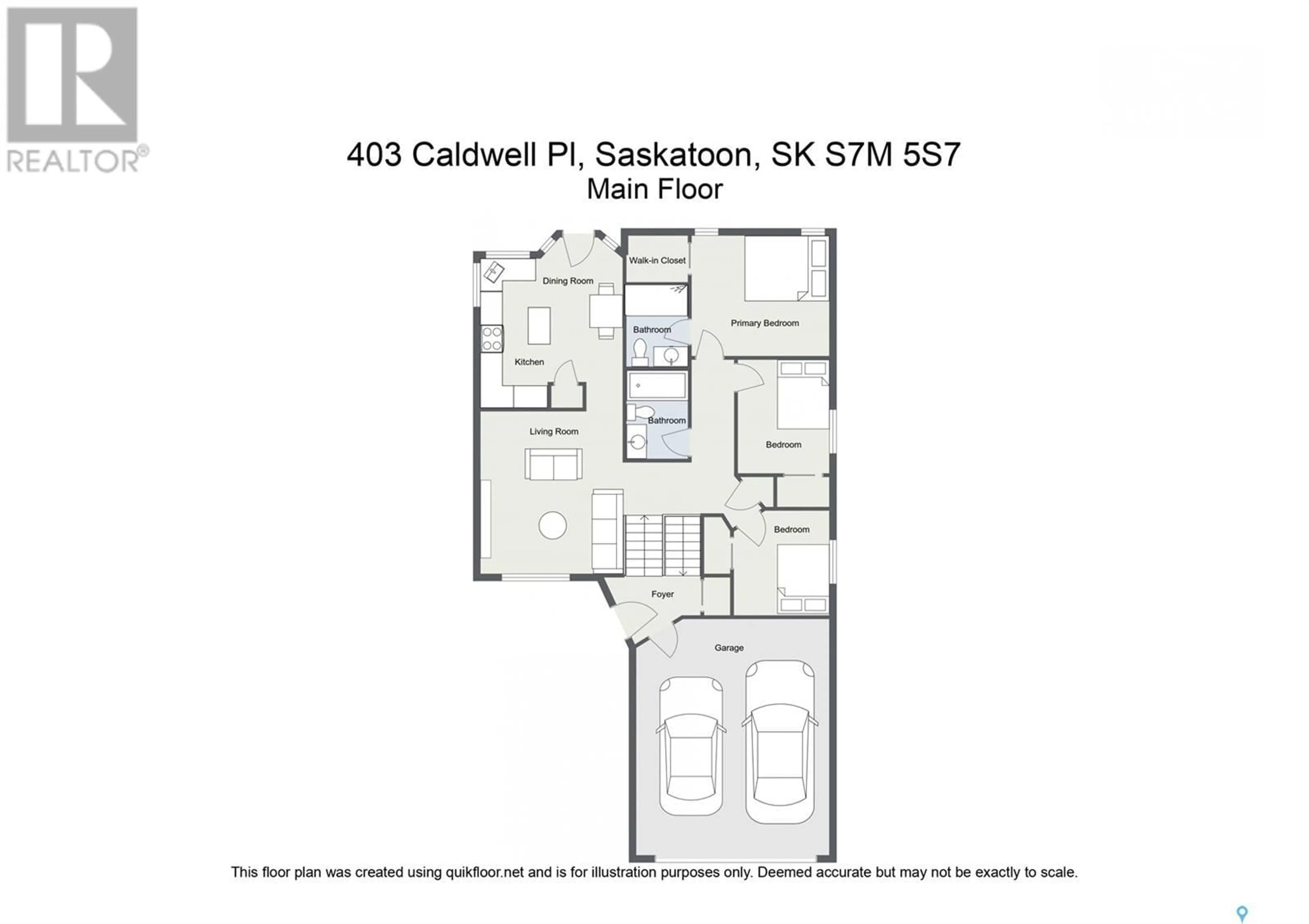 Floor plan for 403 Caldwell PLACE, Saskatoon Saskatchewan S7M5S7