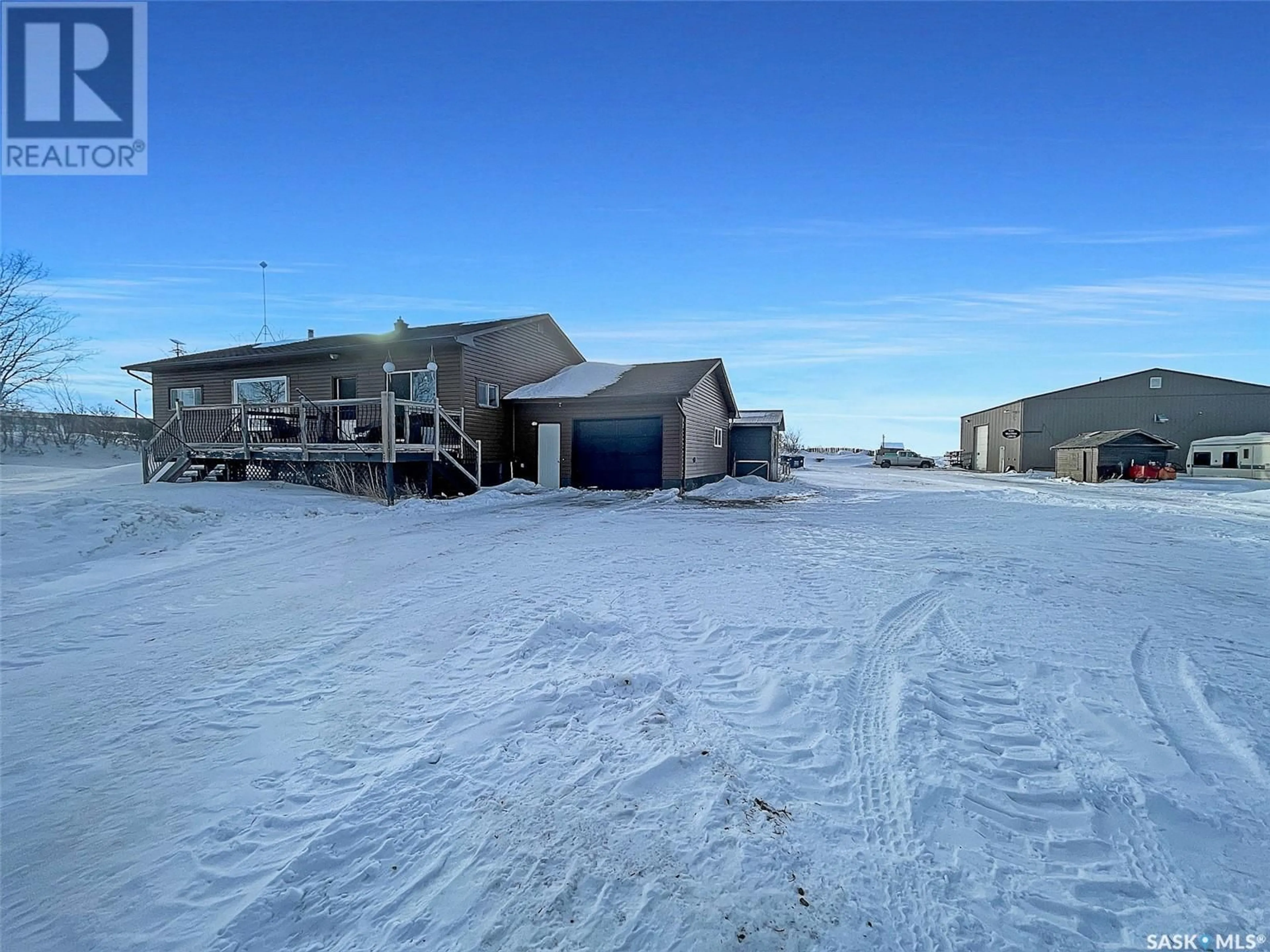 A pic from outside/outdoor area/front of a property/back of a property/a pic from drone, building for Rhineland Acreage, Swift Current Rm No. 137 Saskatchewan S9H4M6