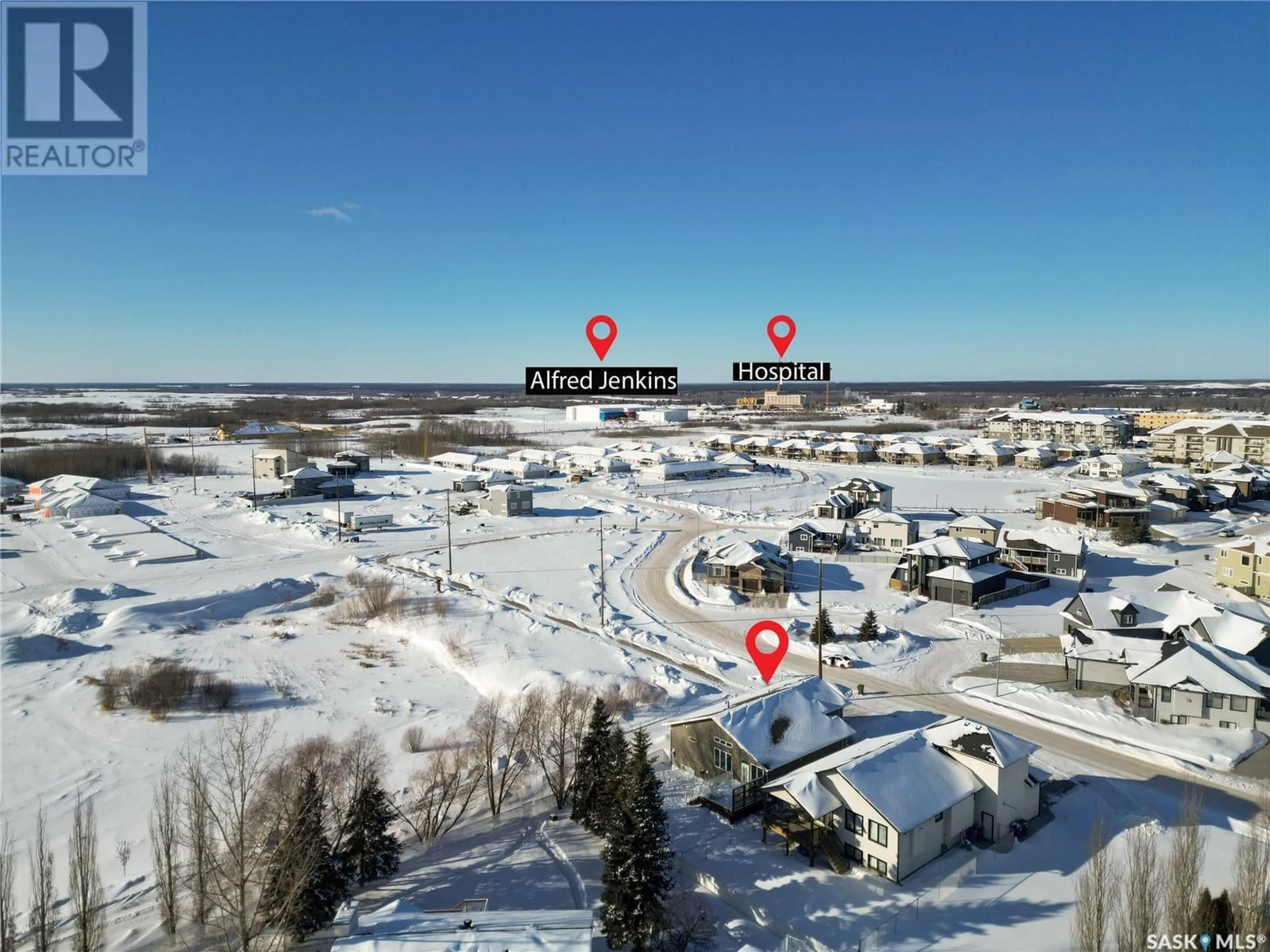 A pic from outside/outdoor area/front of a property/back of a property/a pic from drone, unknown for 695 32nd STREET W, Prince Albert Saskatchewan S6V7T5