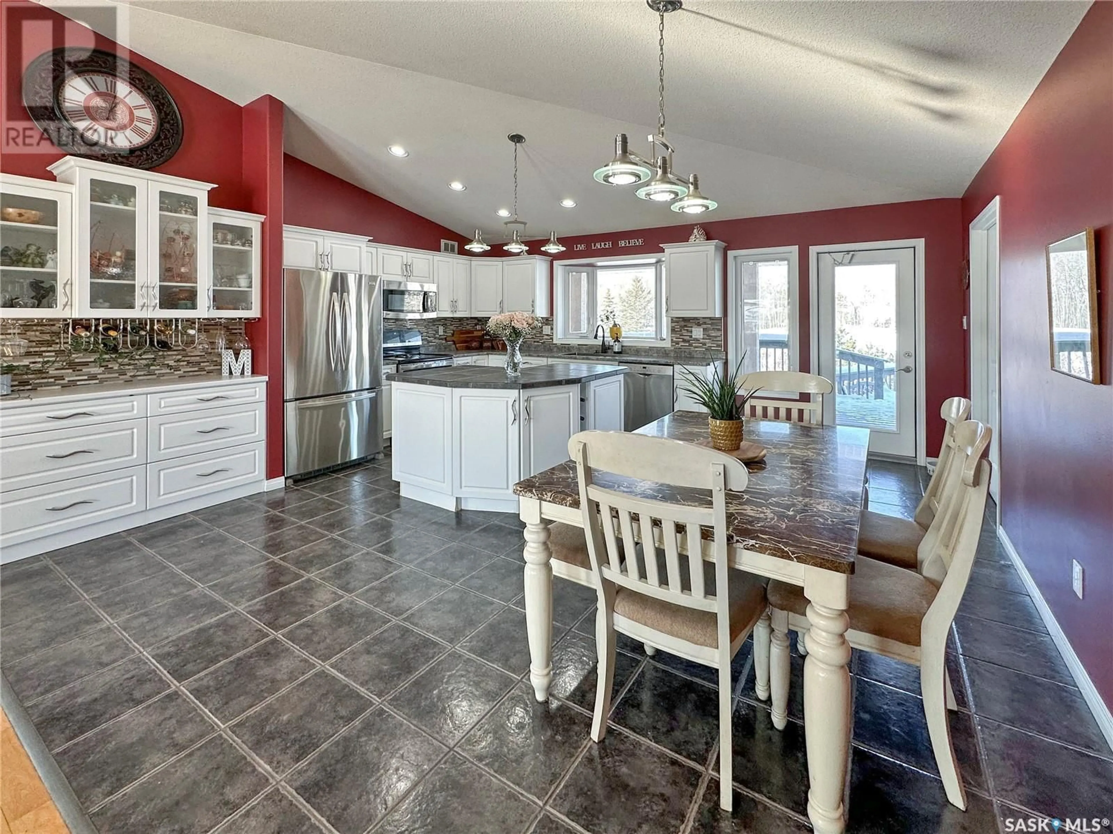 Open concept kitchen, ceramic/tile floor for 7 Aspen Estate Acreage, Prince Albert Rm No. 461 Saskatchewan S6V5R7