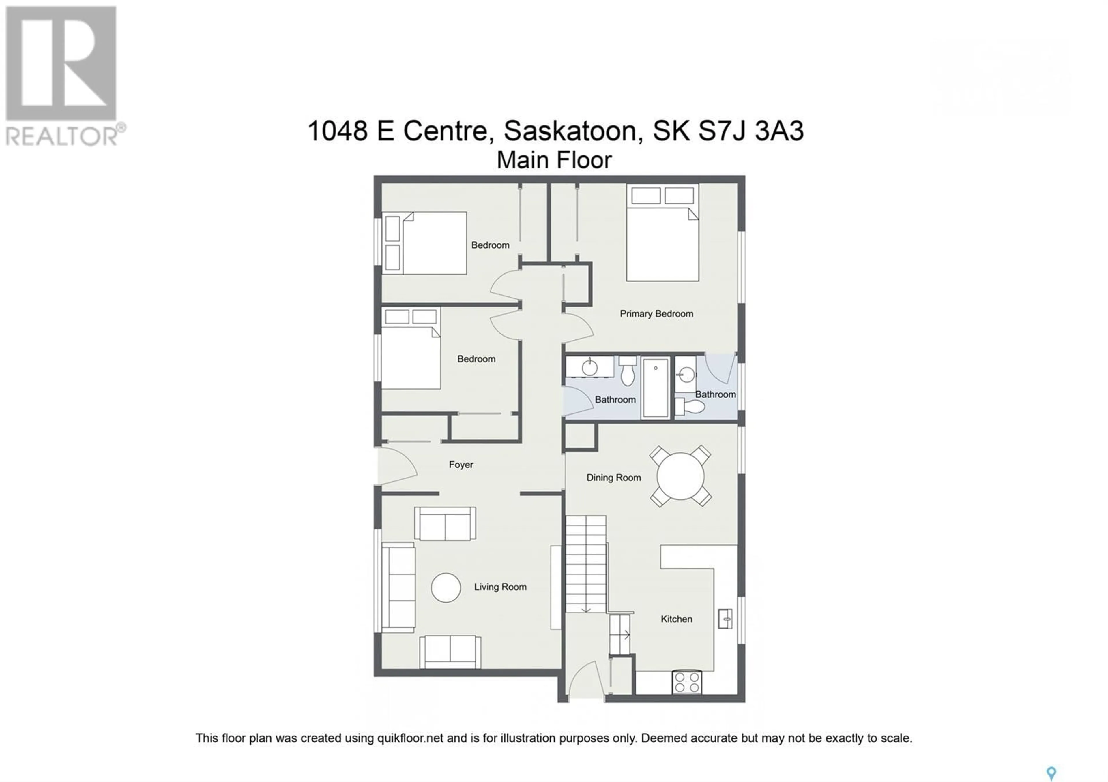 Floor plan for 1048 East CENTRE, Saskatoon Saskatchewan S7J3A3