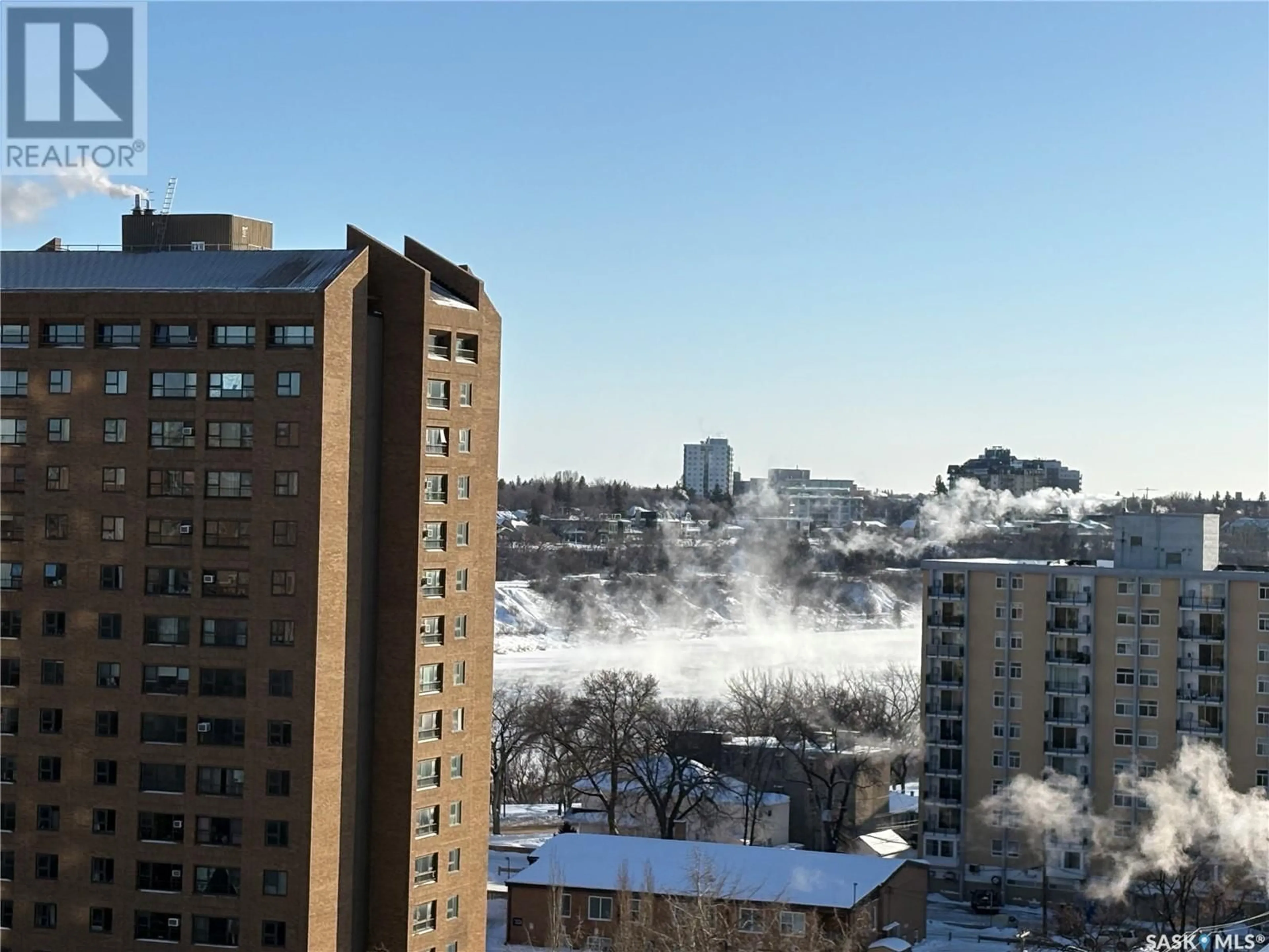 Balcony in the apartment, city buildings view from balcony for 1505 320 5th AVENUE N, Saskatoon Saskatchewan S7K2P5