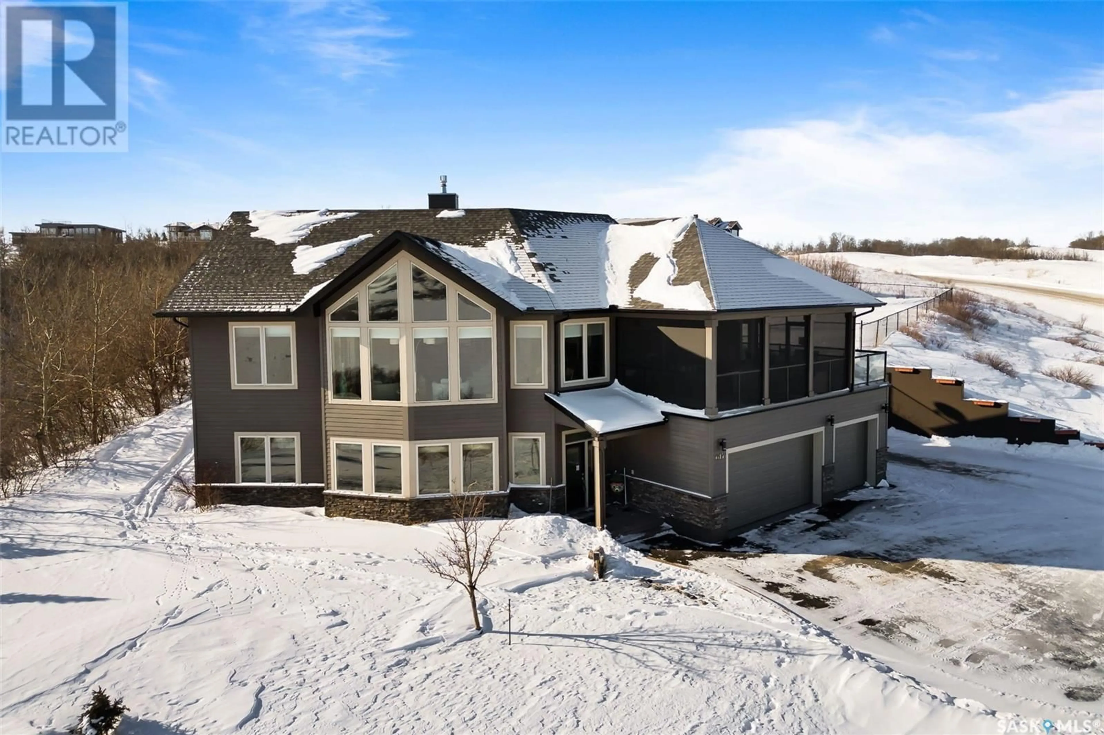 A pic from outside/outdoor area/front of a property/back of a property/a pic from drone, mountain view for 617 Berry Hills ROAD, Katepwa Beach Saskatchewan S0G2Y0