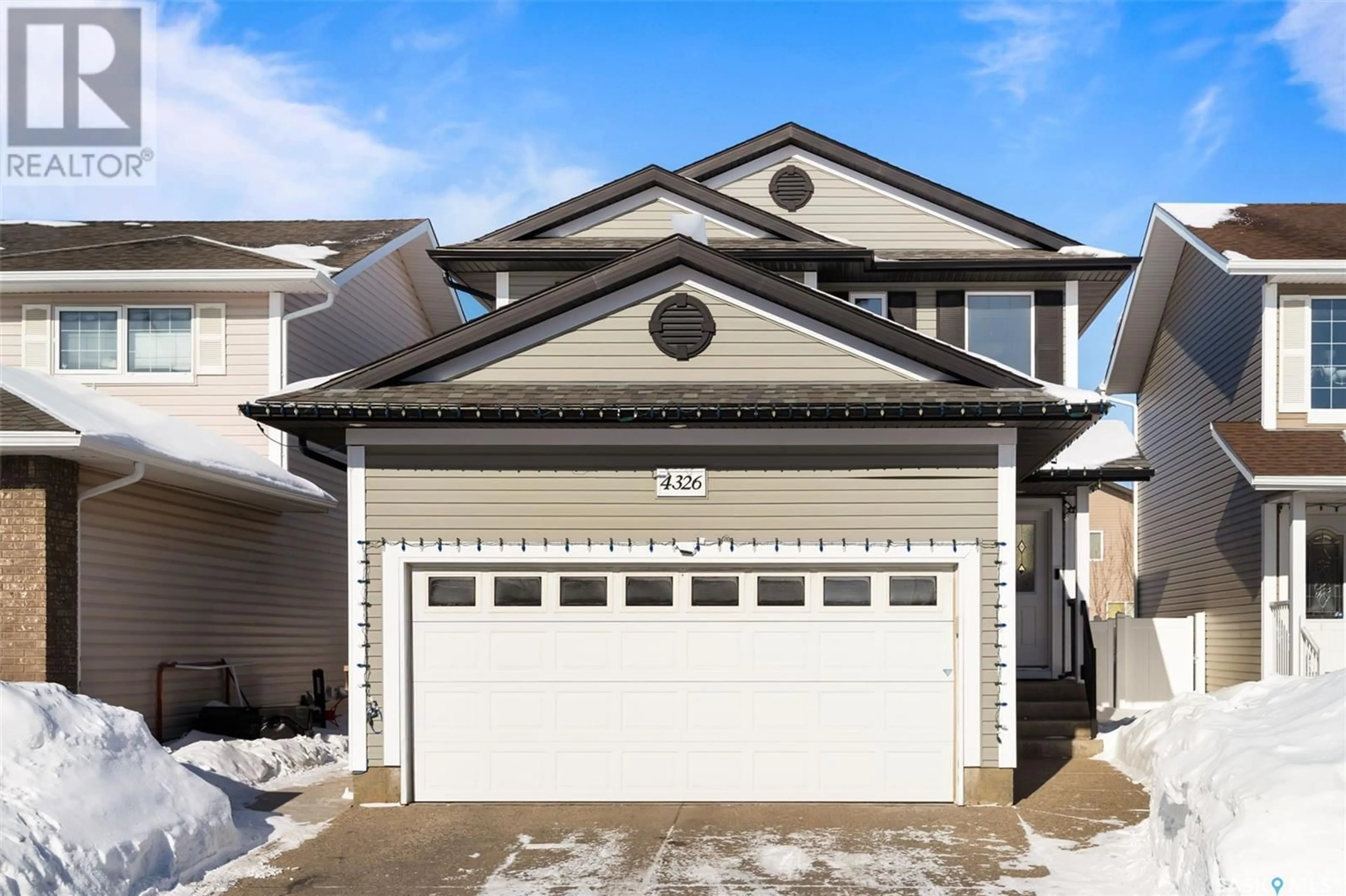 Home with vinyl exterior material, street for 4326 Meadowsweet LANE, Regina Saskatchewan S4X0C2