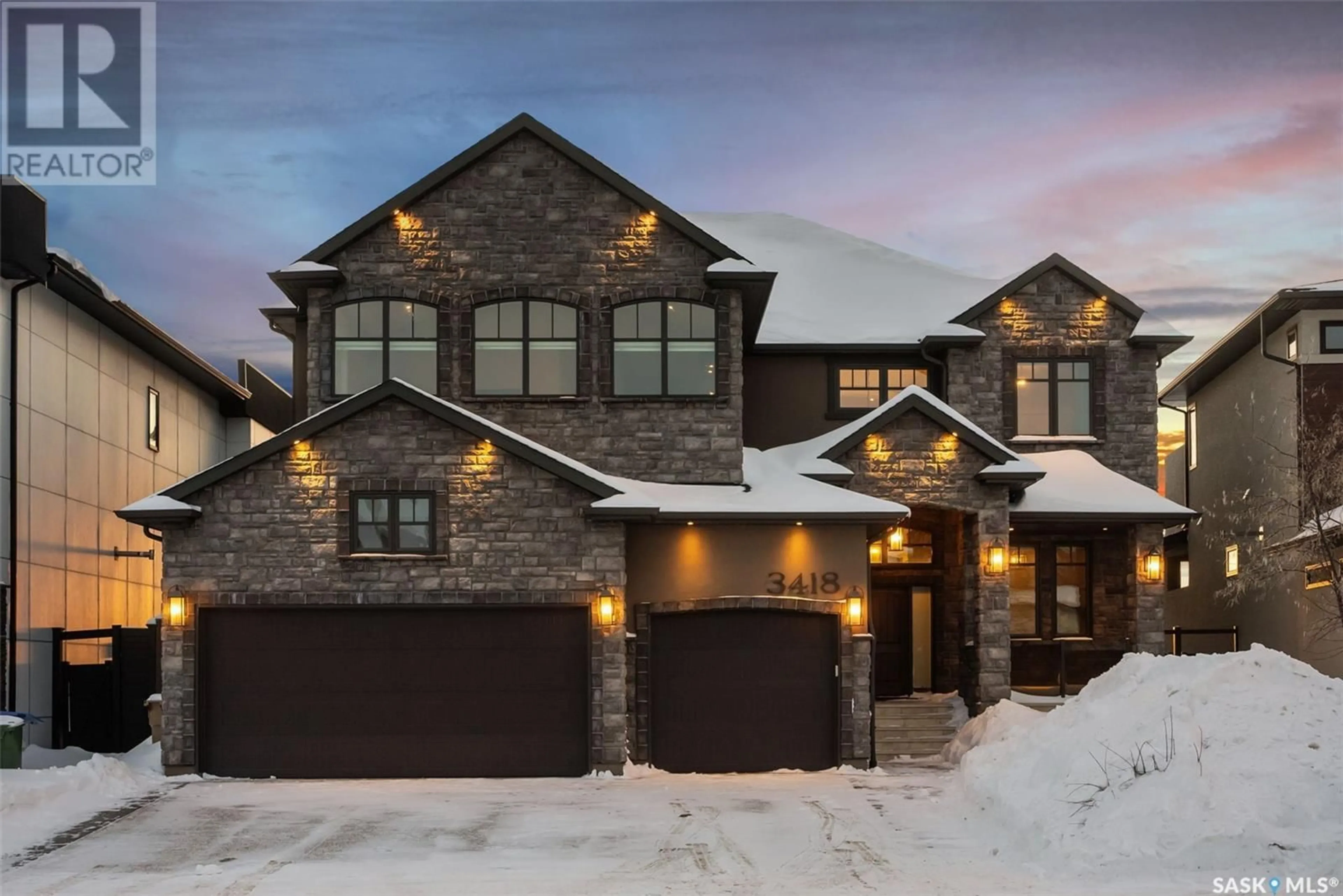 Home with brick exterior material, street for 3418 GREEN BROOK ROAD, Regina Saskatchewan S4V3K2