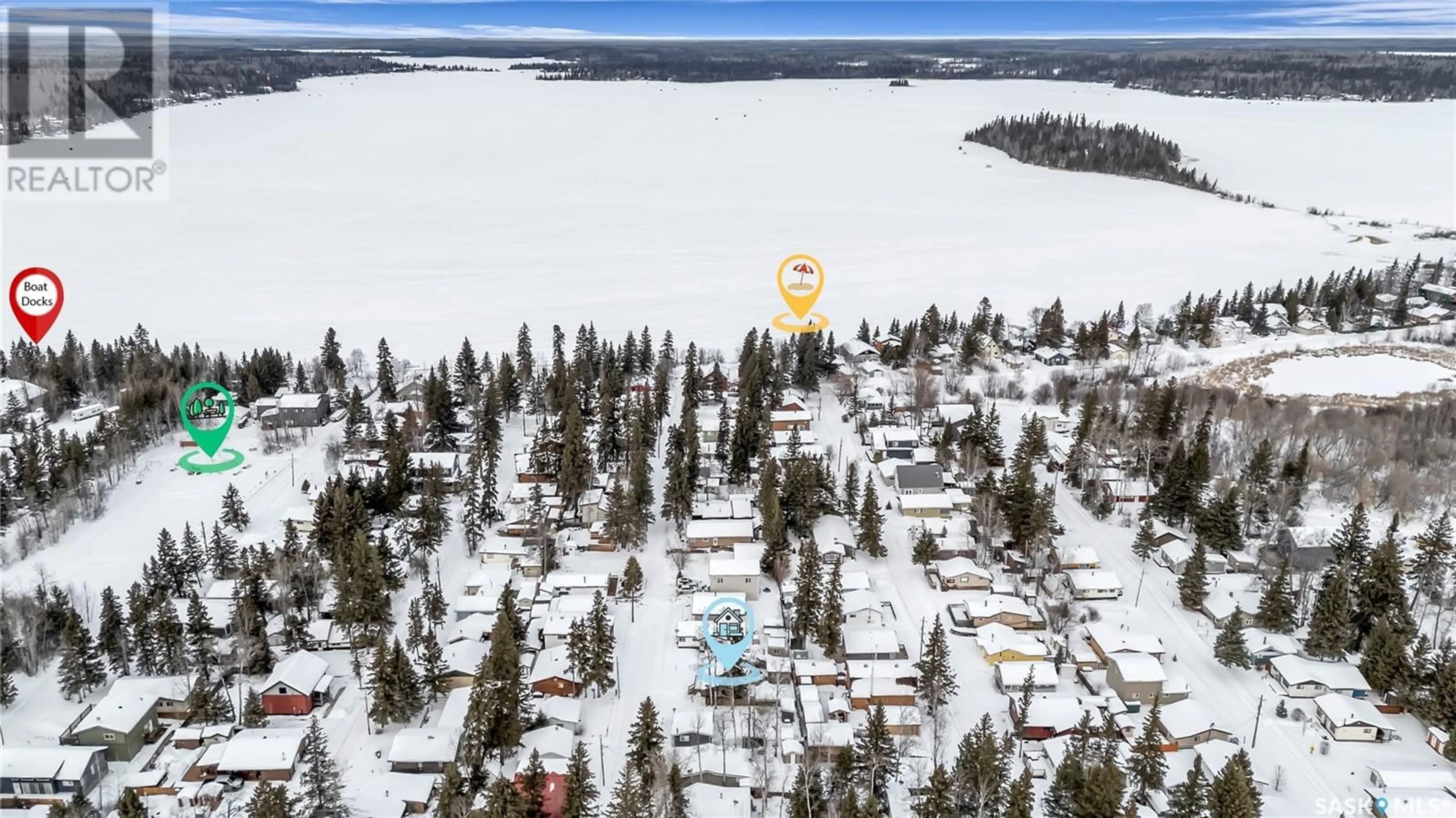 A pic from outside/outdoor area/front of a property/back of a property/a pic from drone, unknown for 30 6th STREET, Emma Lake Saskatchewan S0J0N0