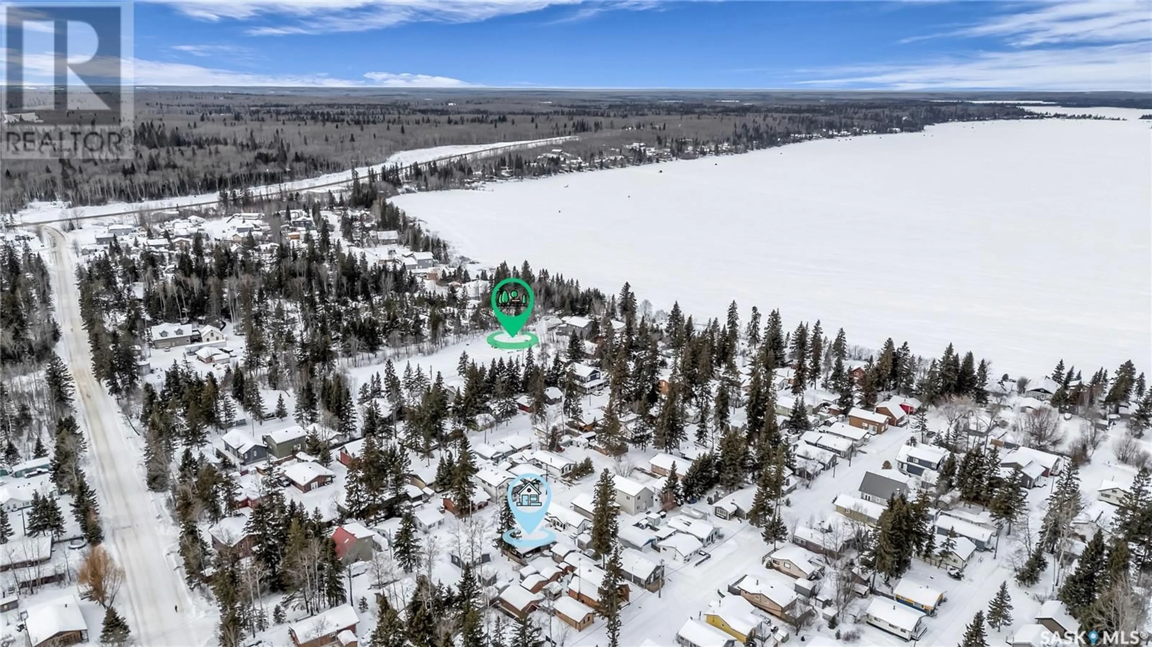 A pic from outside/outdoor area/front of a property/back of a property/a pic from drone, unknown for 30 6th STREET, Emma Lake Saskatchewan S0J0N0