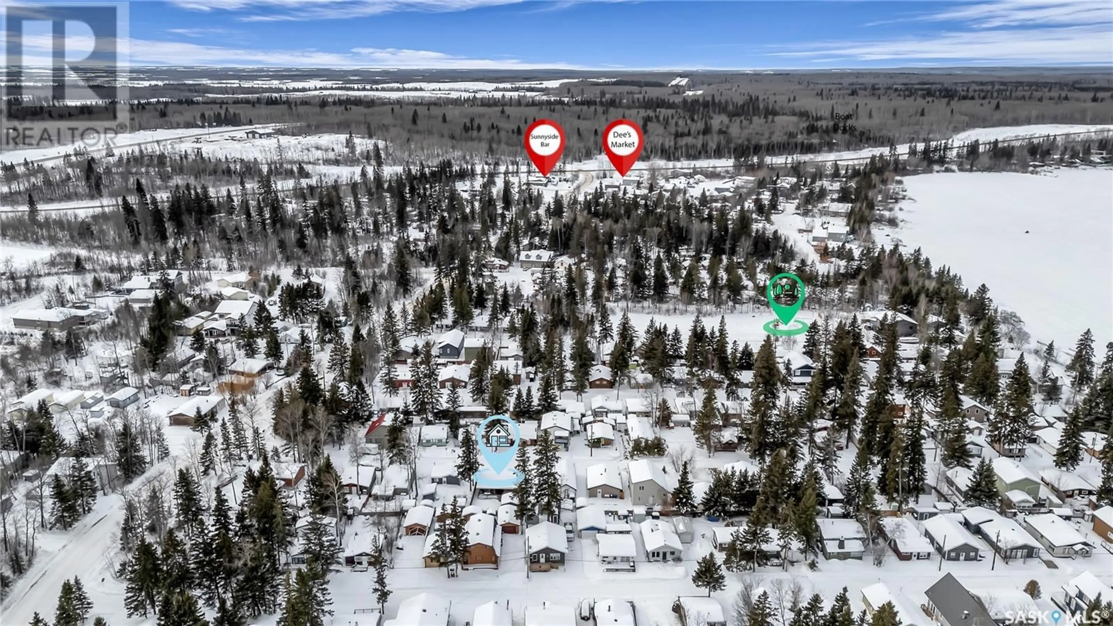 A pic from outside/outdoor area/front of a property/back of a property/a pic from drone, forest/trees view for 30 6th STREET, Emma Lake Saskatchewan S0J0N0