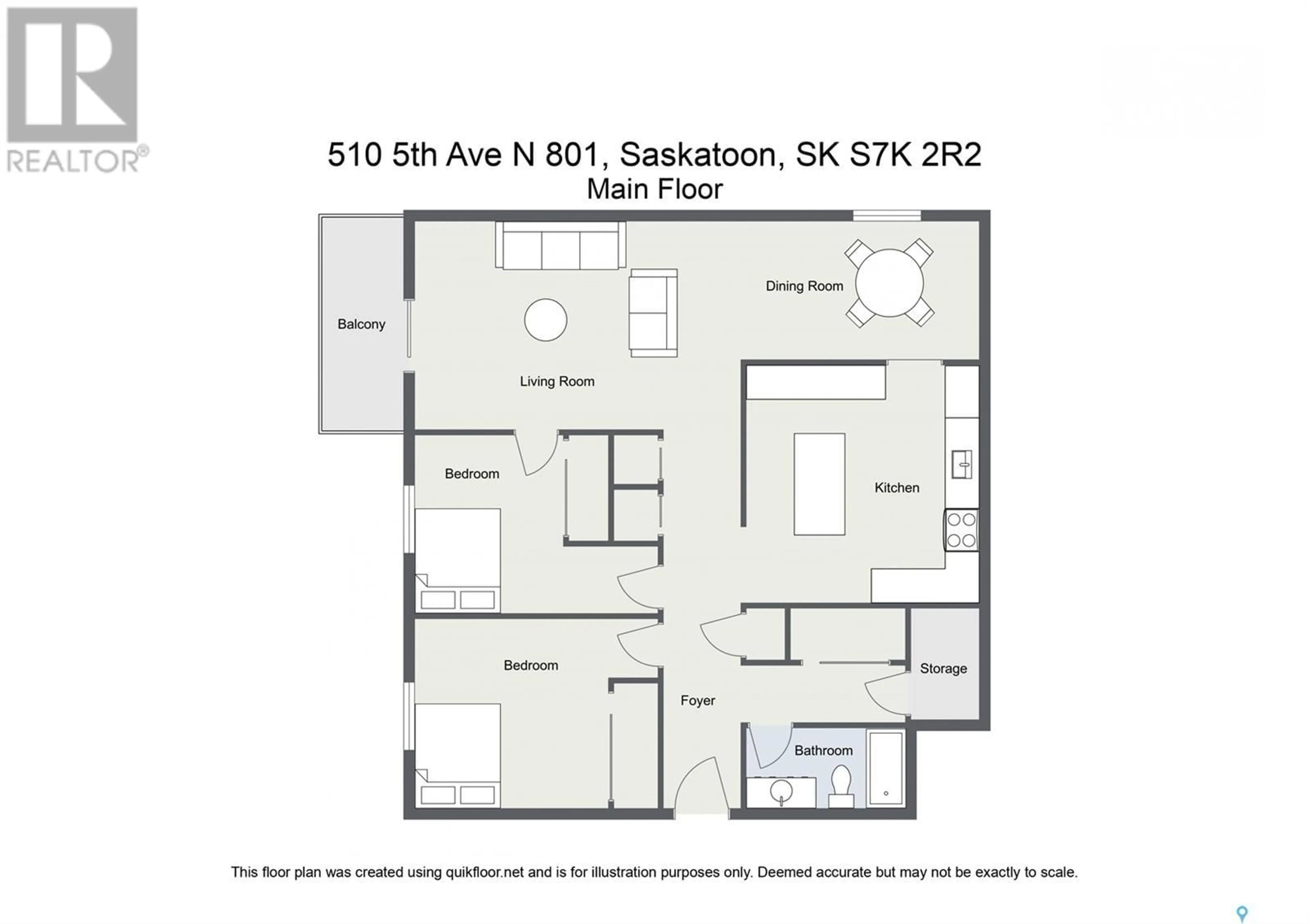 Floor plan for 801 510 5th AVENUE N, Saskatoon Saskatchewan S7K2R2