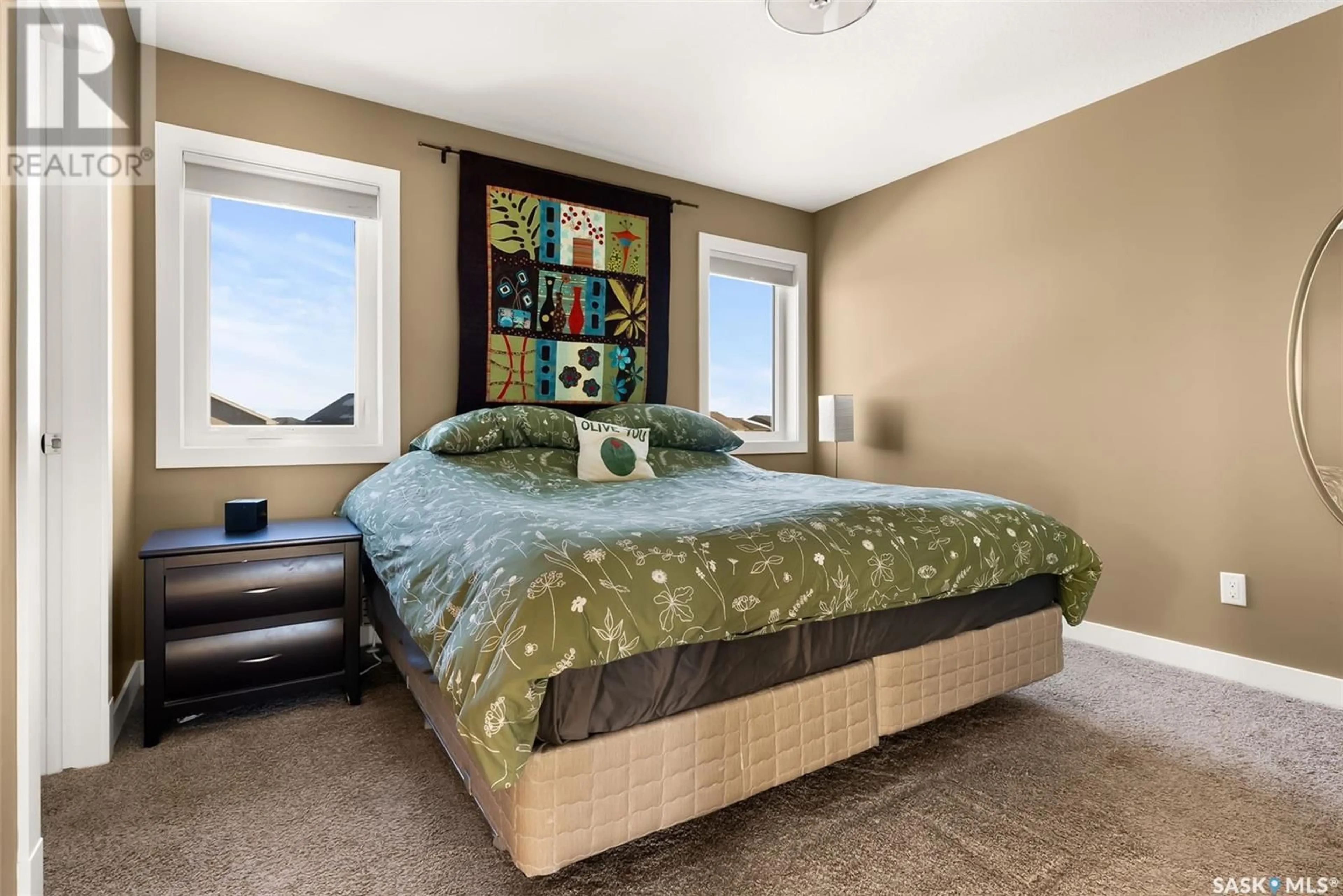 Bedroom with bed, carpet floor for 4669 James Hill ROAD, Regina Saskatchewan S4W0V7