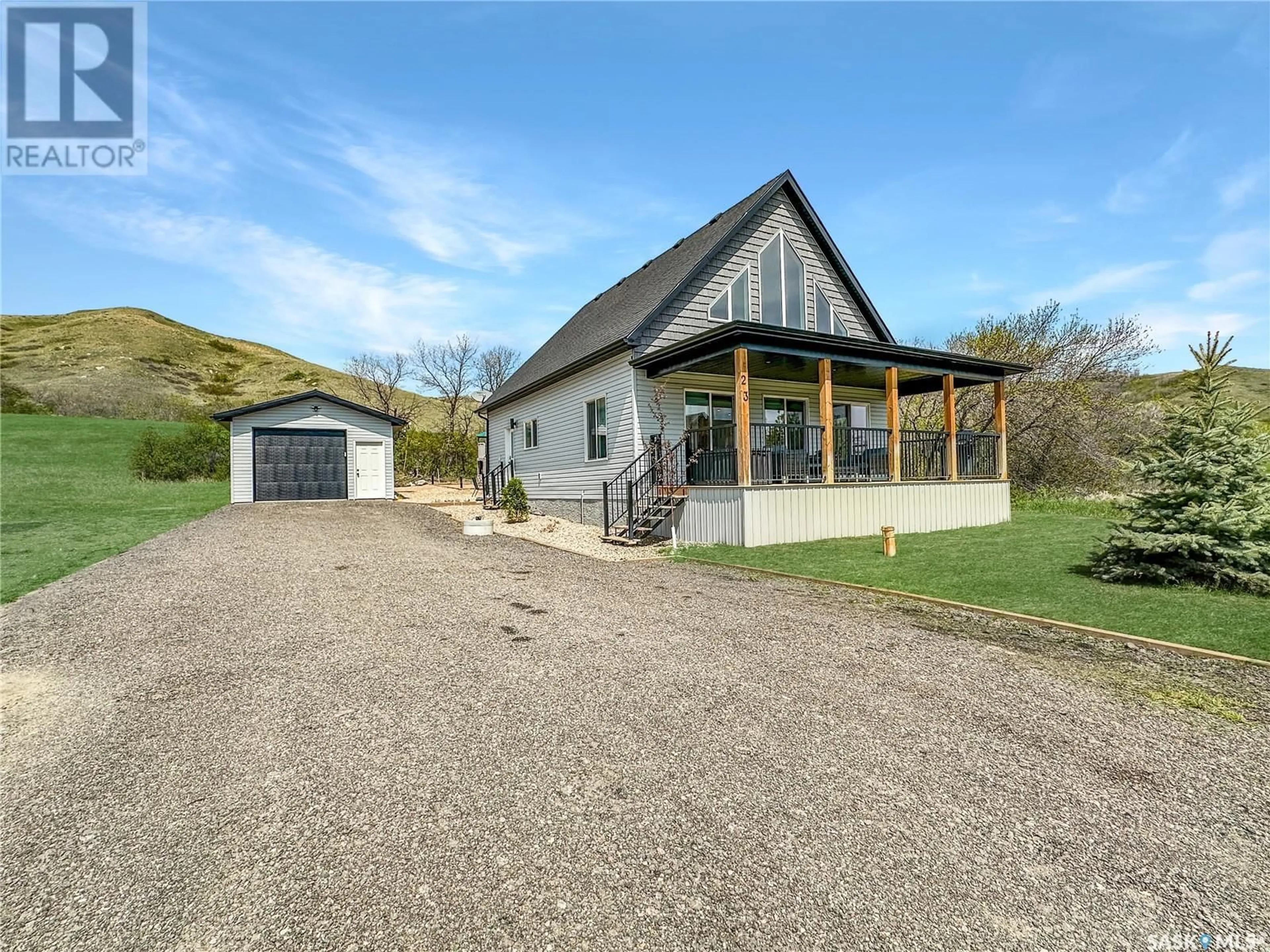 A pic from outside/outdoor area/front of a property/back of a property/a pic from drone, building for 23 Aaron DRIVE, Echo Lake Saskatchewan S0G1S0