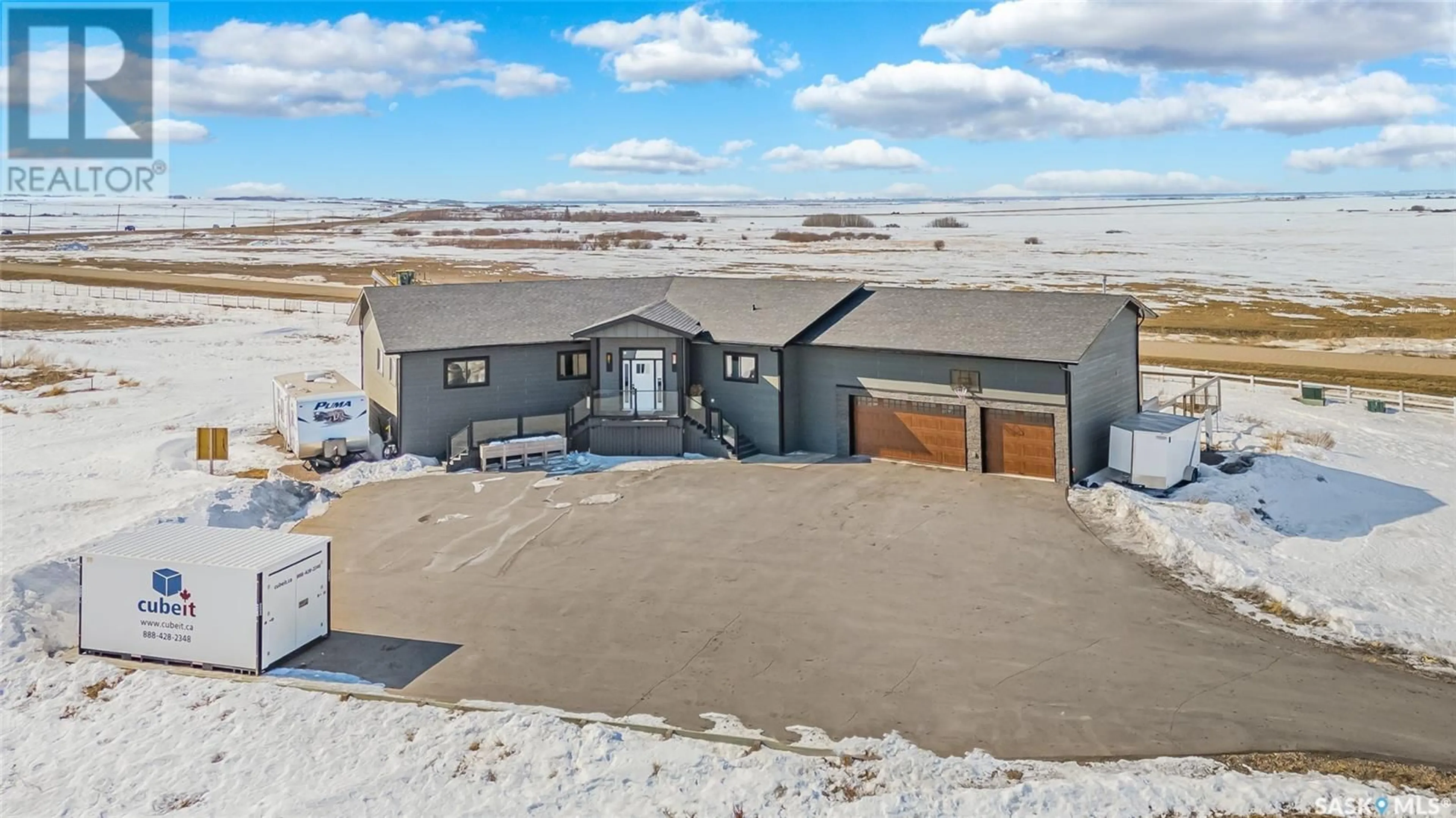 A pic from outside/outdoor area/front of a property/back of a property/a pic from drone, street for 101 Deer Run CRESCENT, Bergheim Estates Saskatchewan S7A0A6