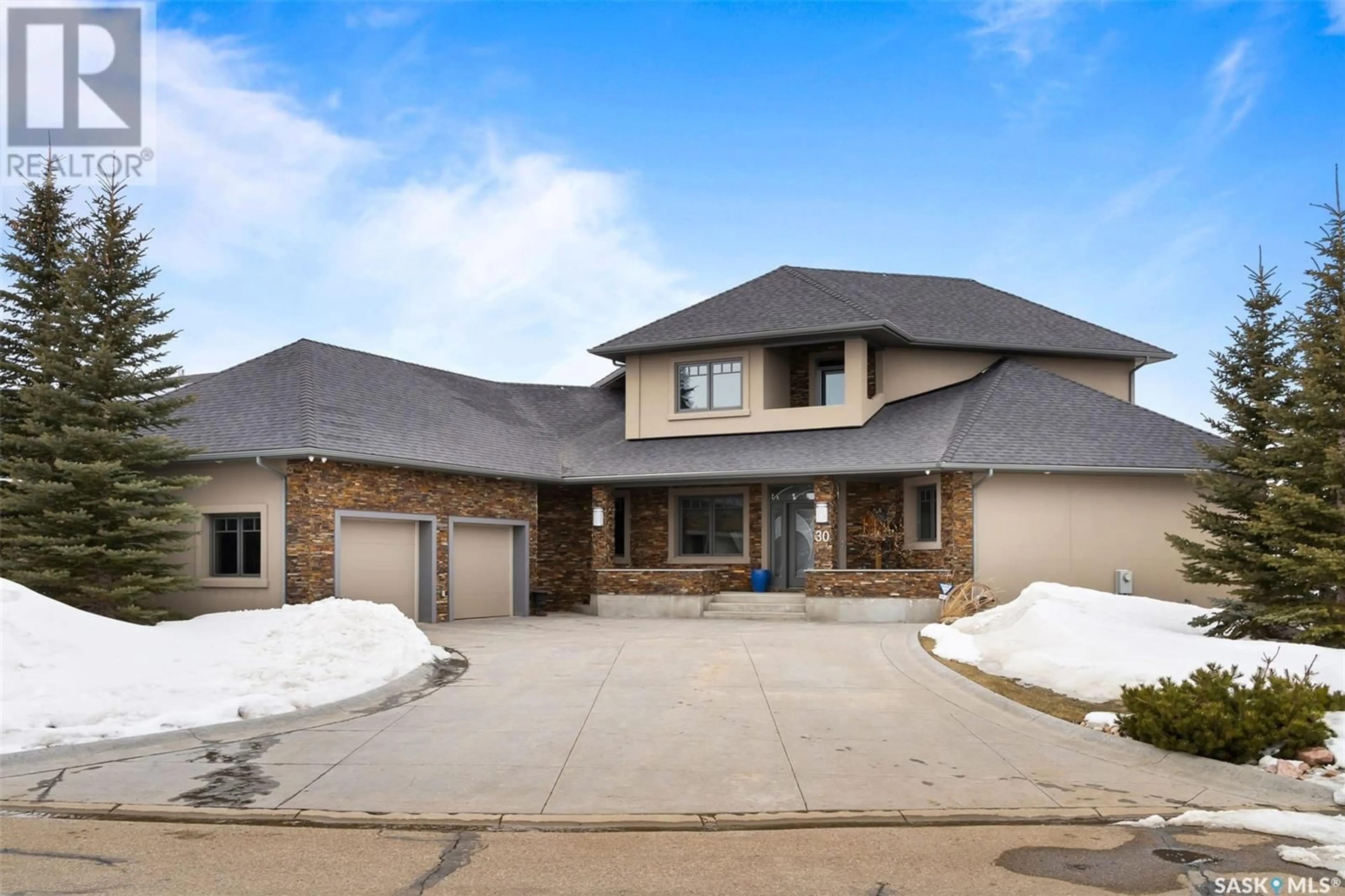 Home with brick exterior material, street for 30 CRIMSON PLACE, Lumsden Saskatchewan S0G3C0