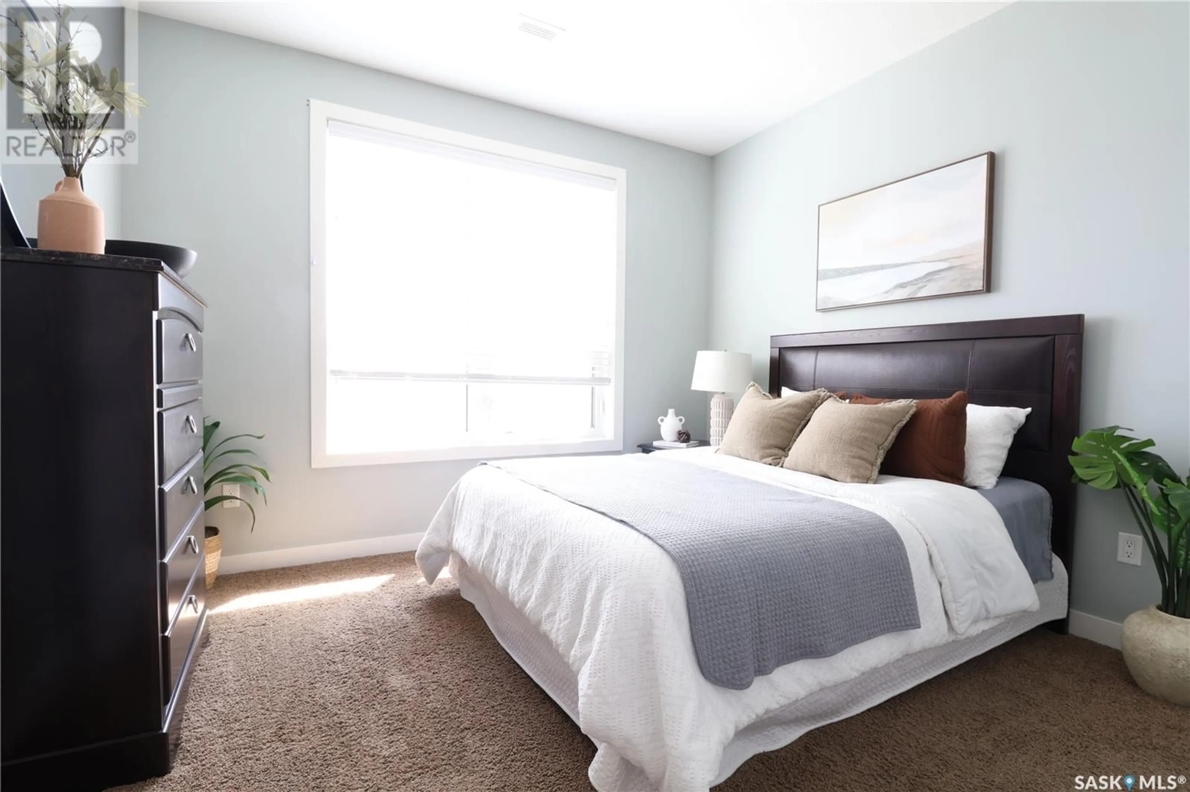 Bedroom with bed, carpet floor for 908 - 2055 ROSE STREET, Regina Saskatchewan S4P2A3