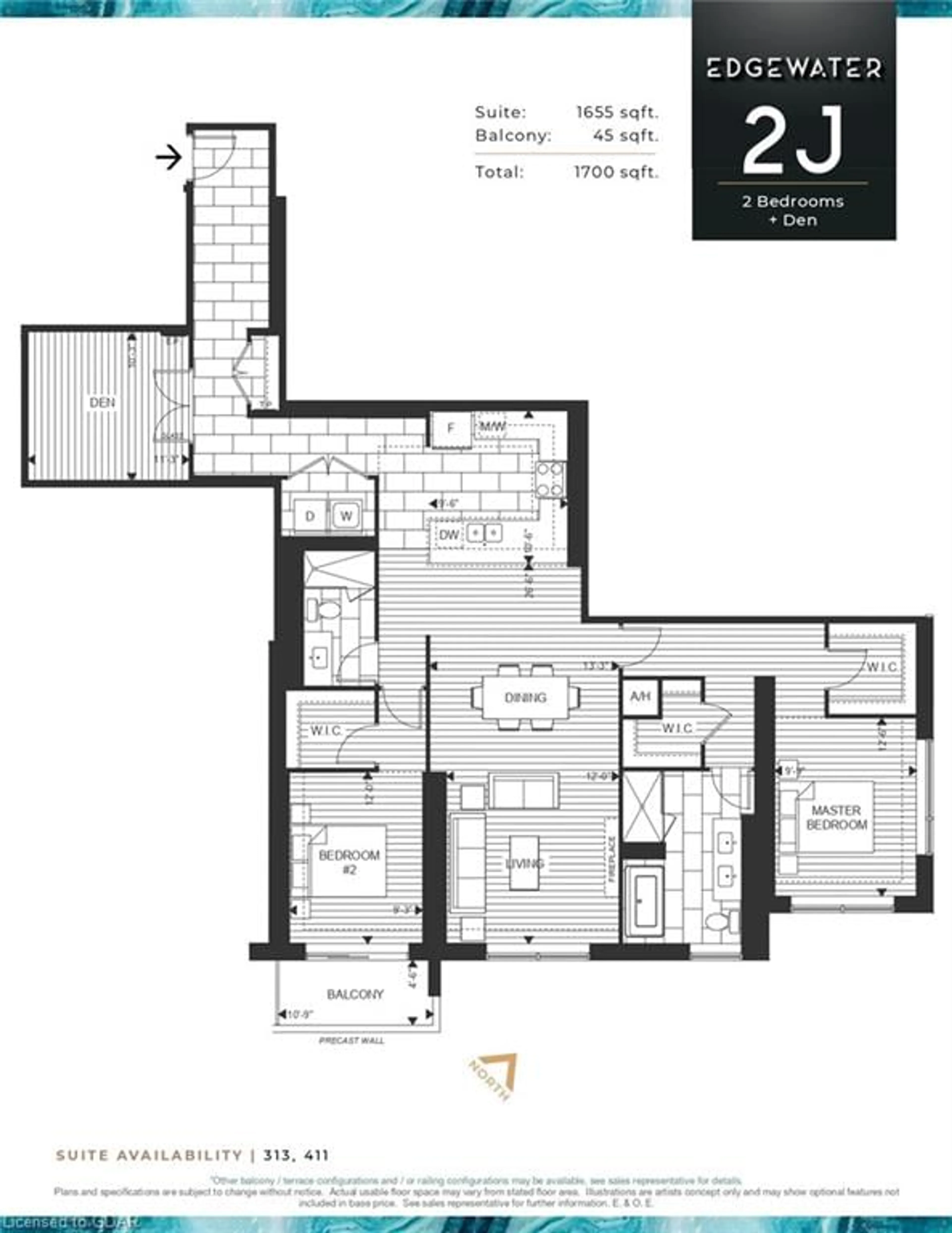 Floor plan for 71 Wyndham St #313, Guelph Ontario N1E 5R3