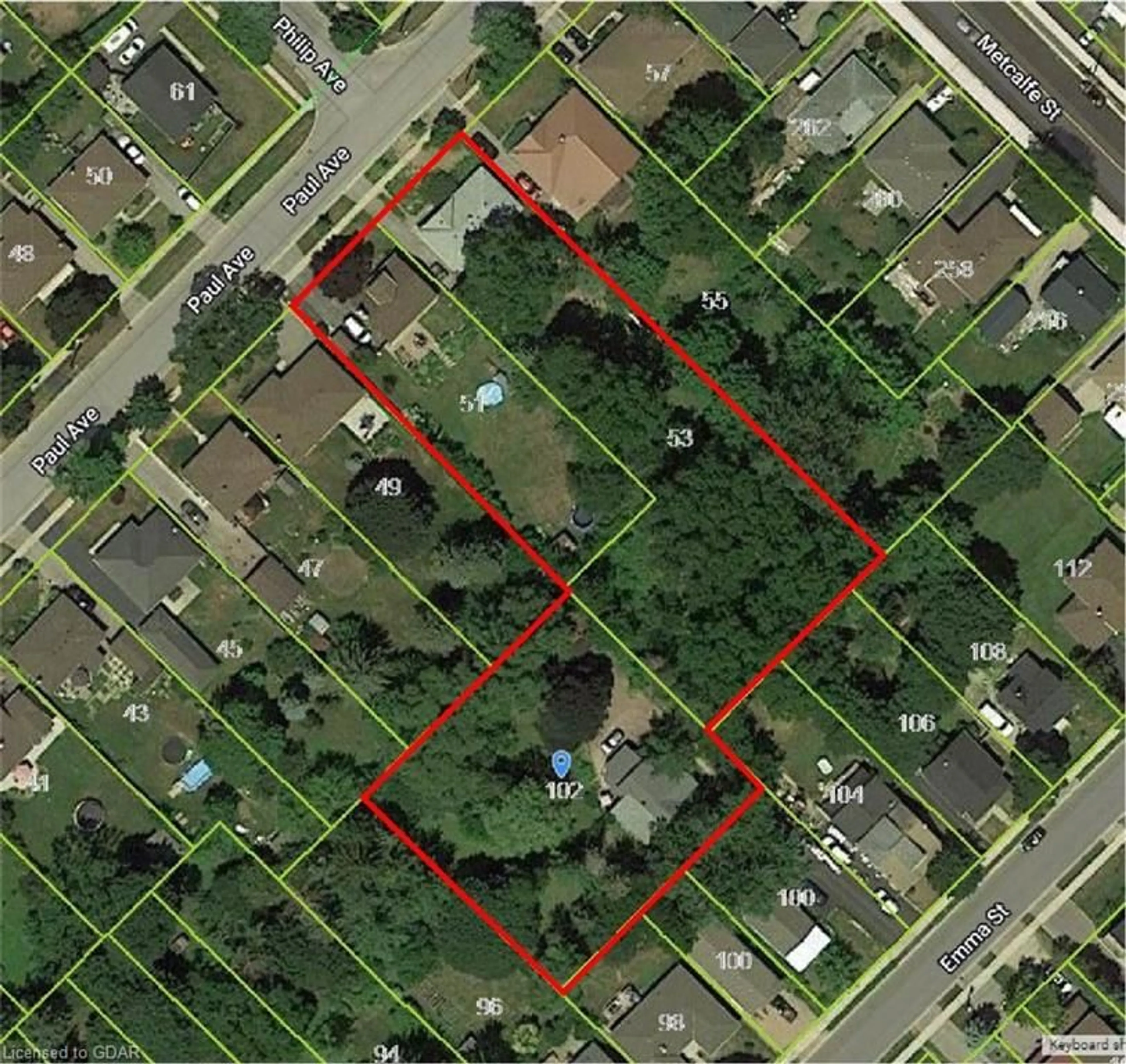 Picture of a map for 53 Paul Ave, Guelph Ontario N1E 1S3