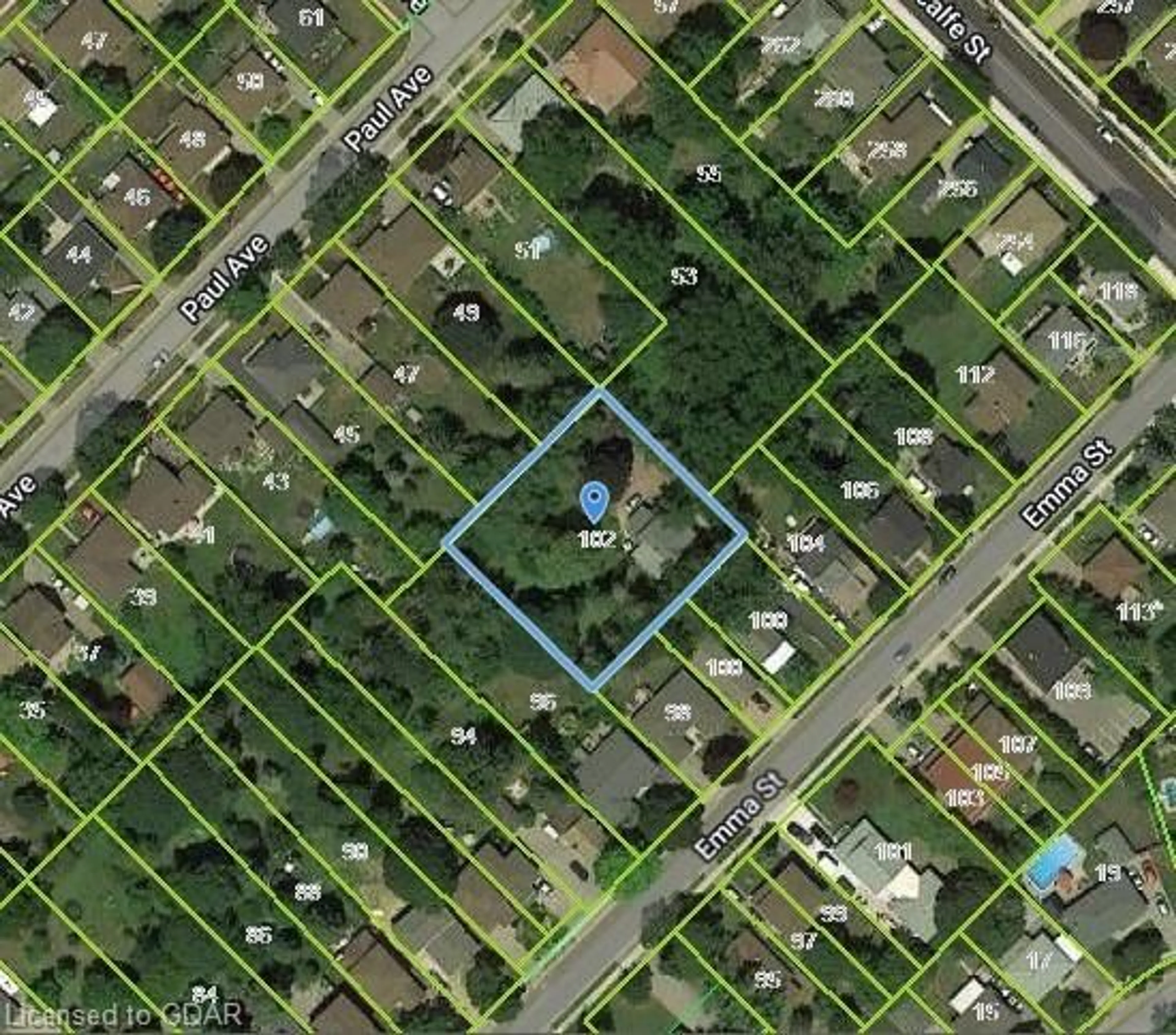 Picture of a map for 102 Emma St, Guelph Ontario N1E 1T8