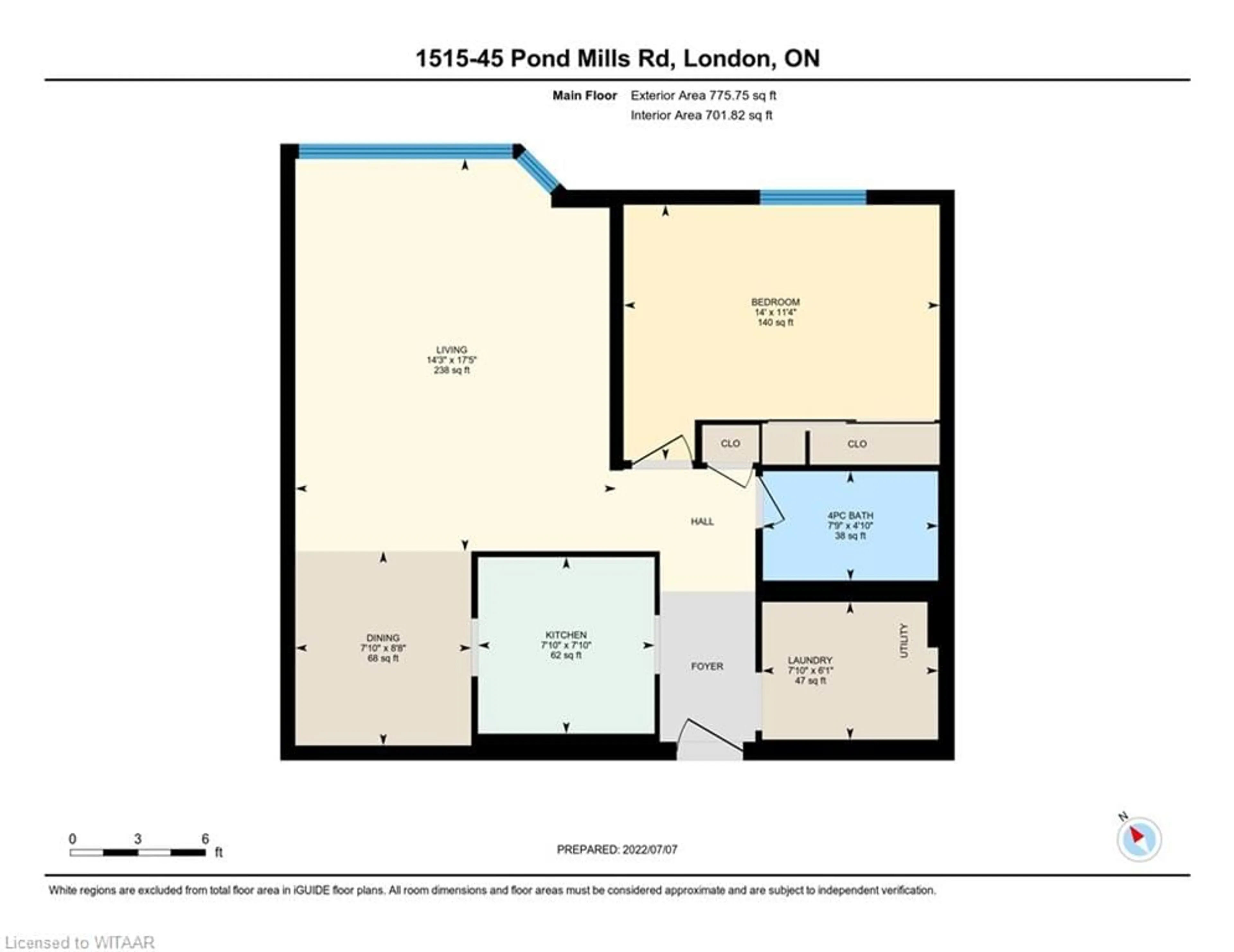 Floor plan for 45 Pond Mills Rd #1515, London Ontario N5Z 4W5
