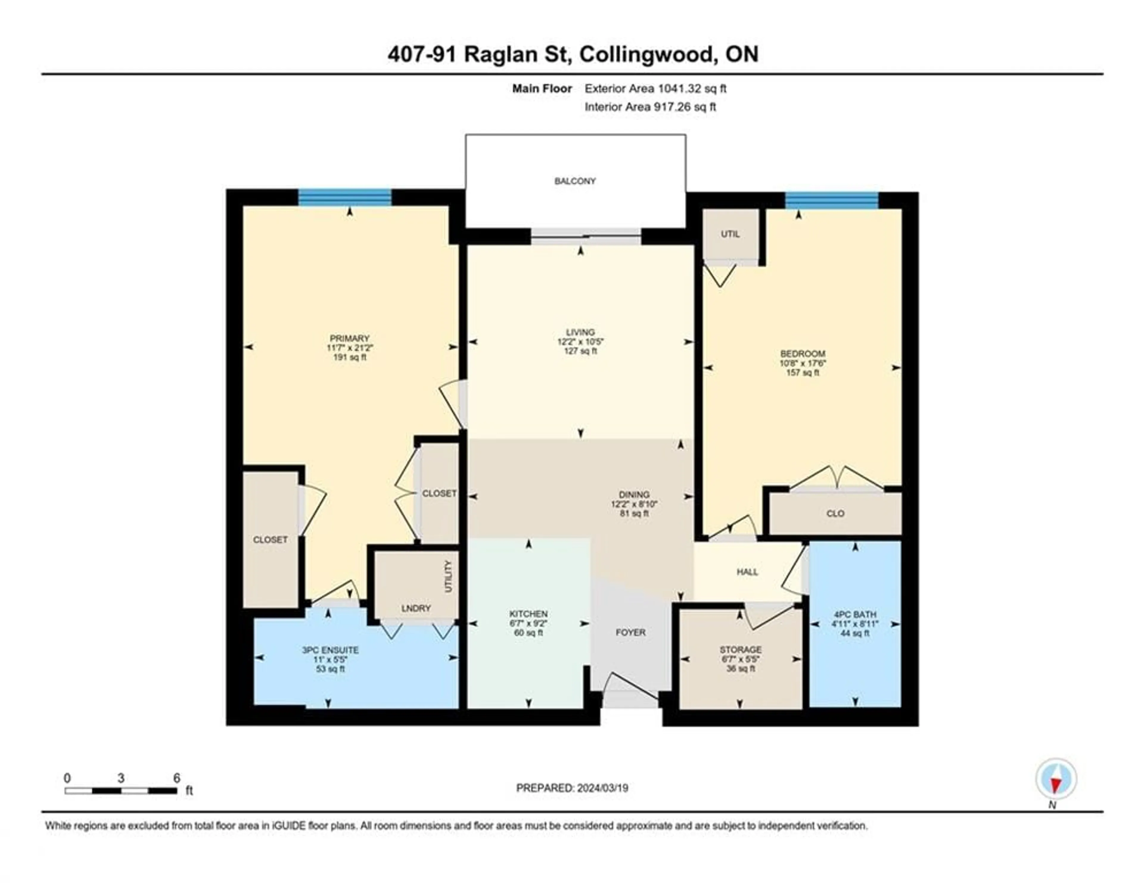 Floor plan for 91 Raglan St #407, Collingwood Ontario L9Y 0B2