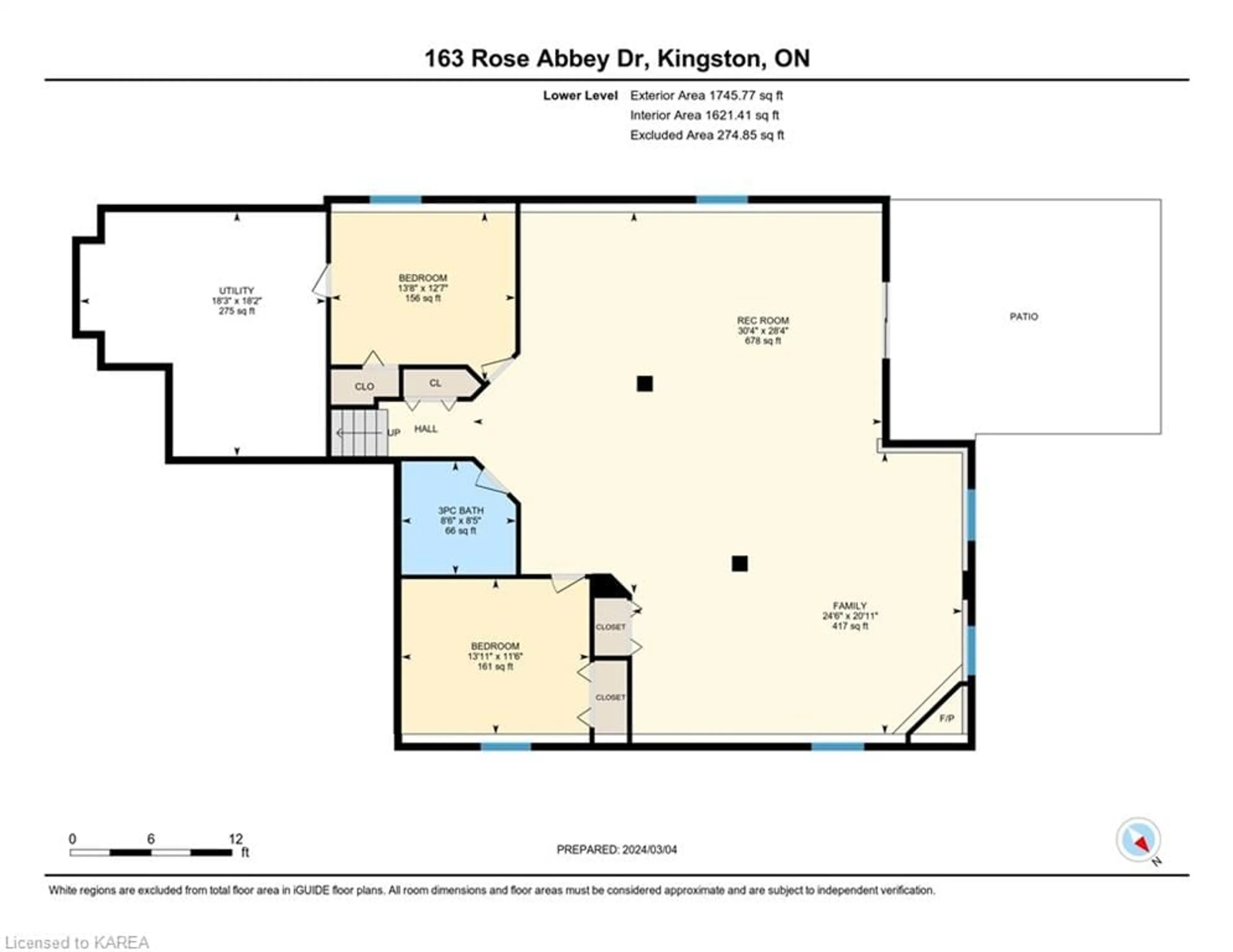 Floor plan for 163 Rose Abbey Dr, Kingston Ontario K7K 7L9
