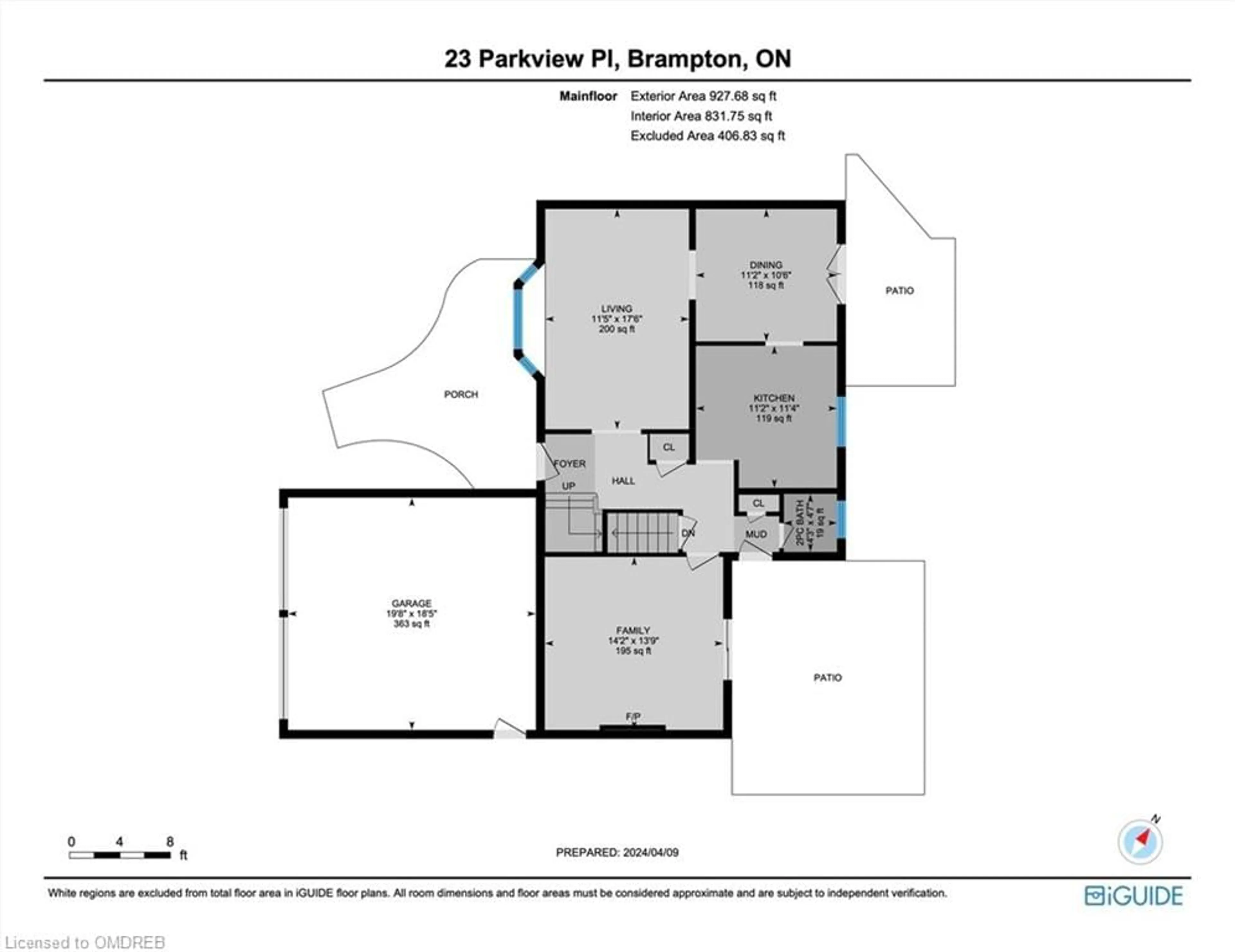 Floor plan for 23 Parkview Pl, Brampton Ontario L6W 2G2