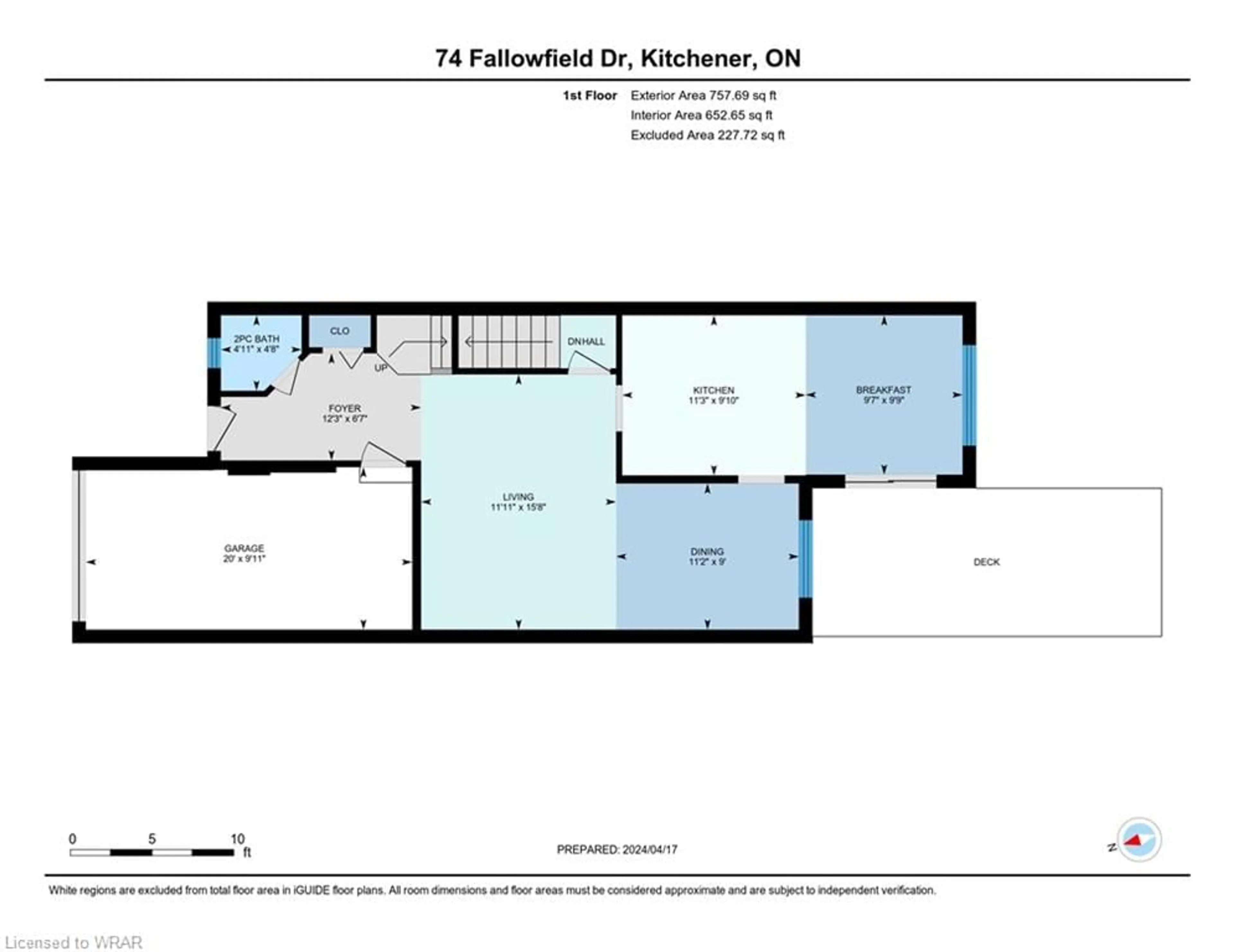 Floor plan for 74 Fallowfield Dr, Kitchener Ontario N2C 2T3