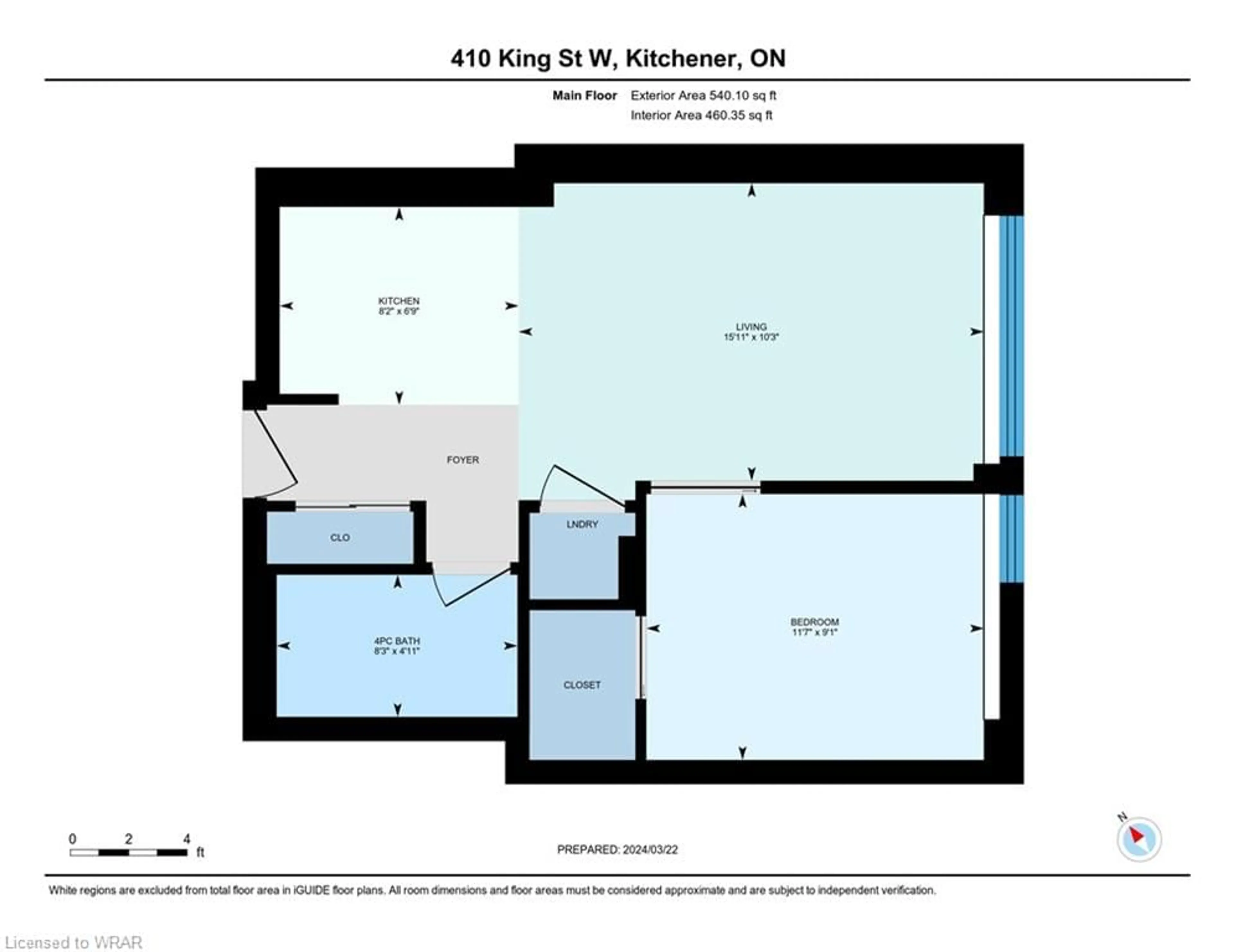 Floor plan for 410 King St #411, Kitchener Ontario N2E 1C3