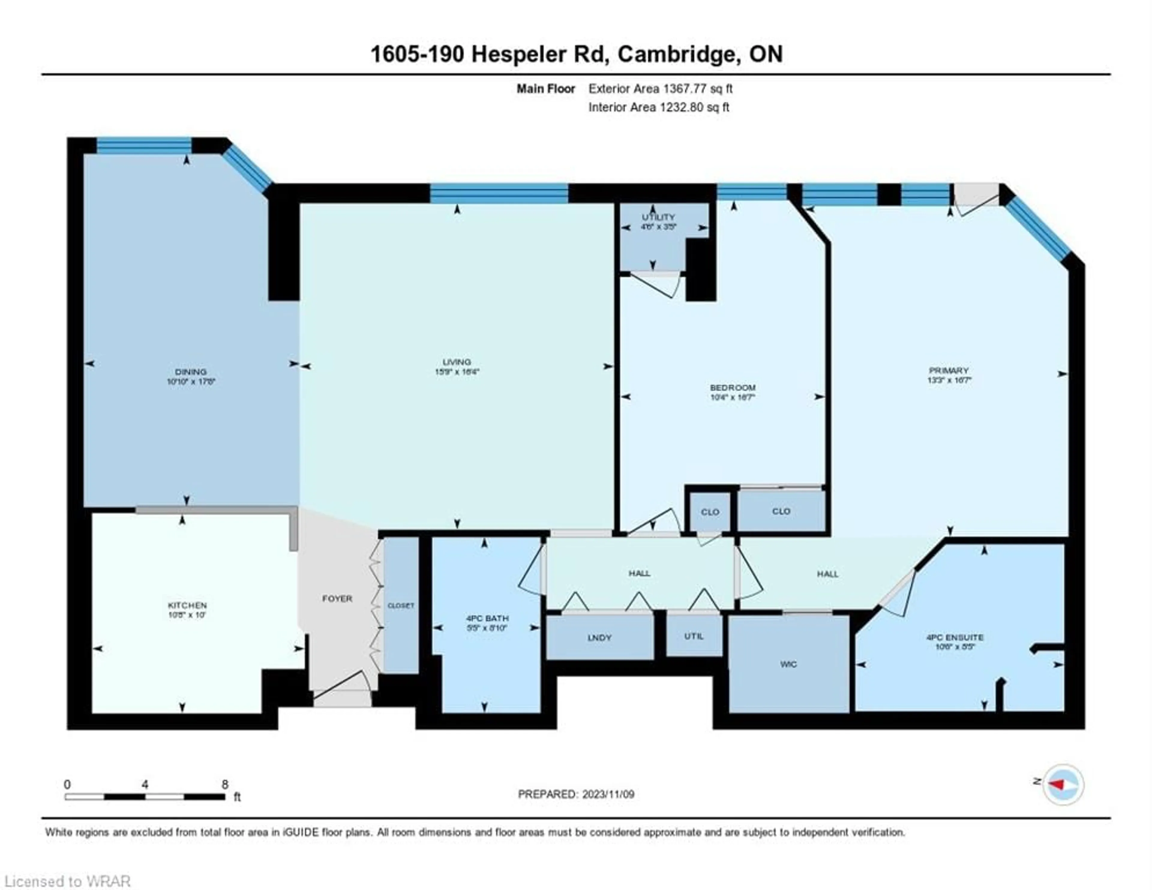 Floor plan for 190 Hespeler Rd #1605, Cambridge Ontario N1R 8B8
