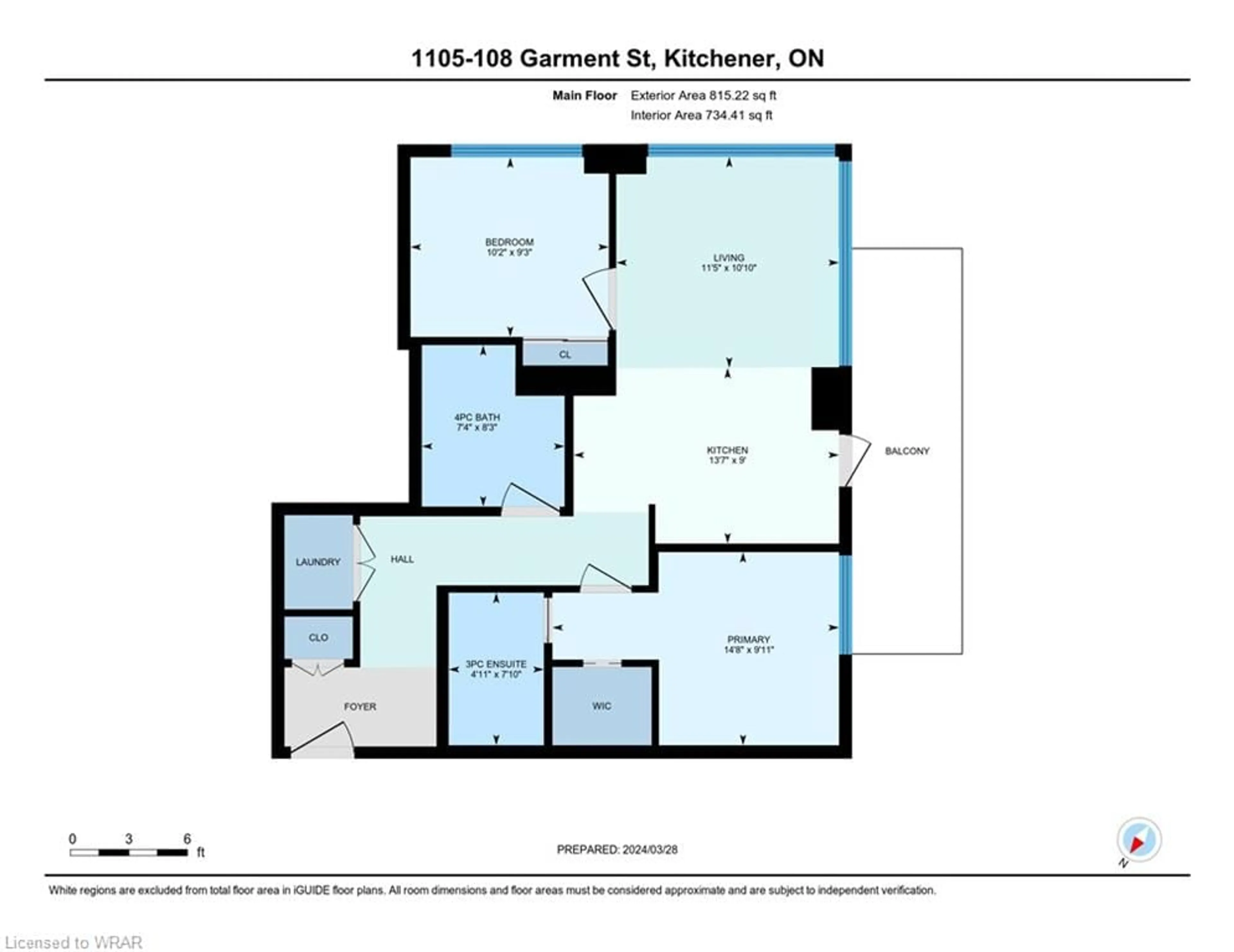 Floor plan for 108 Garment Street St #1105, Kitchener Ontario N2G 0E2