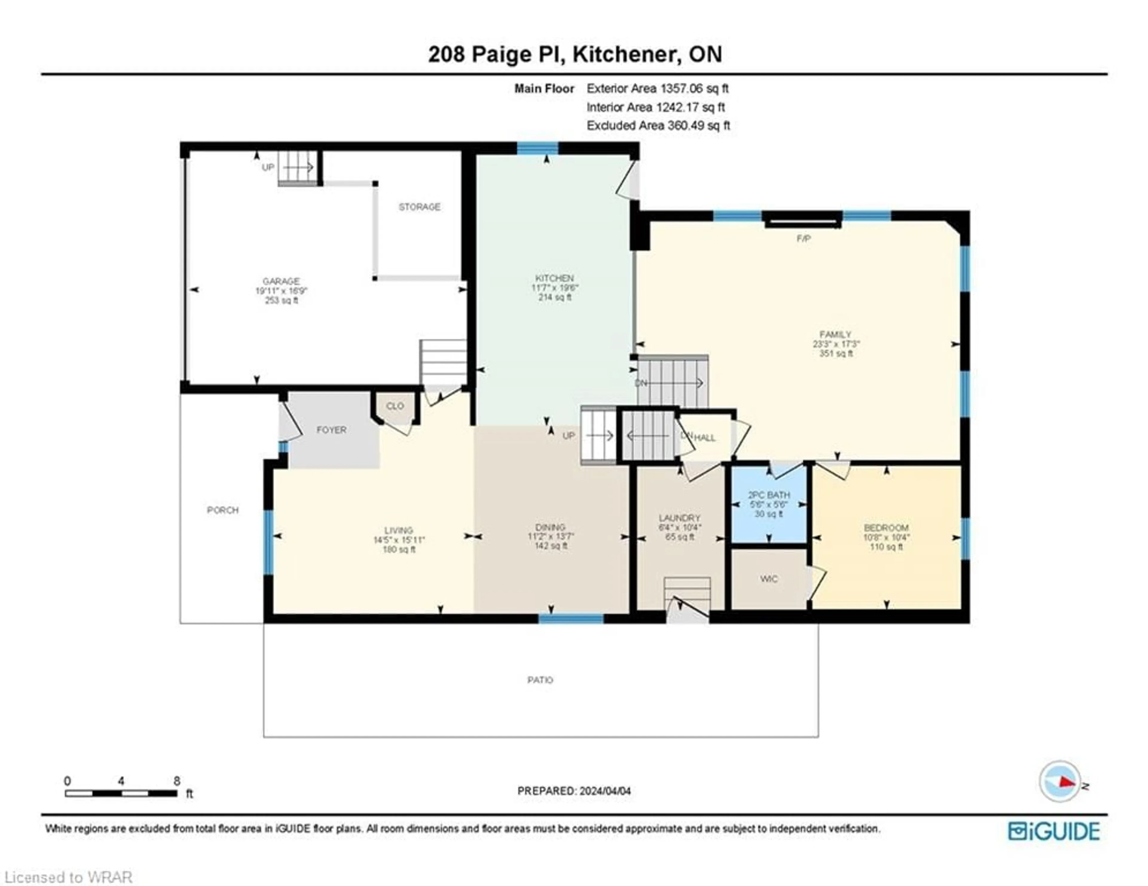 Floor plan for 208 Paige Pl, Kitchener Ontario N2K 4P5