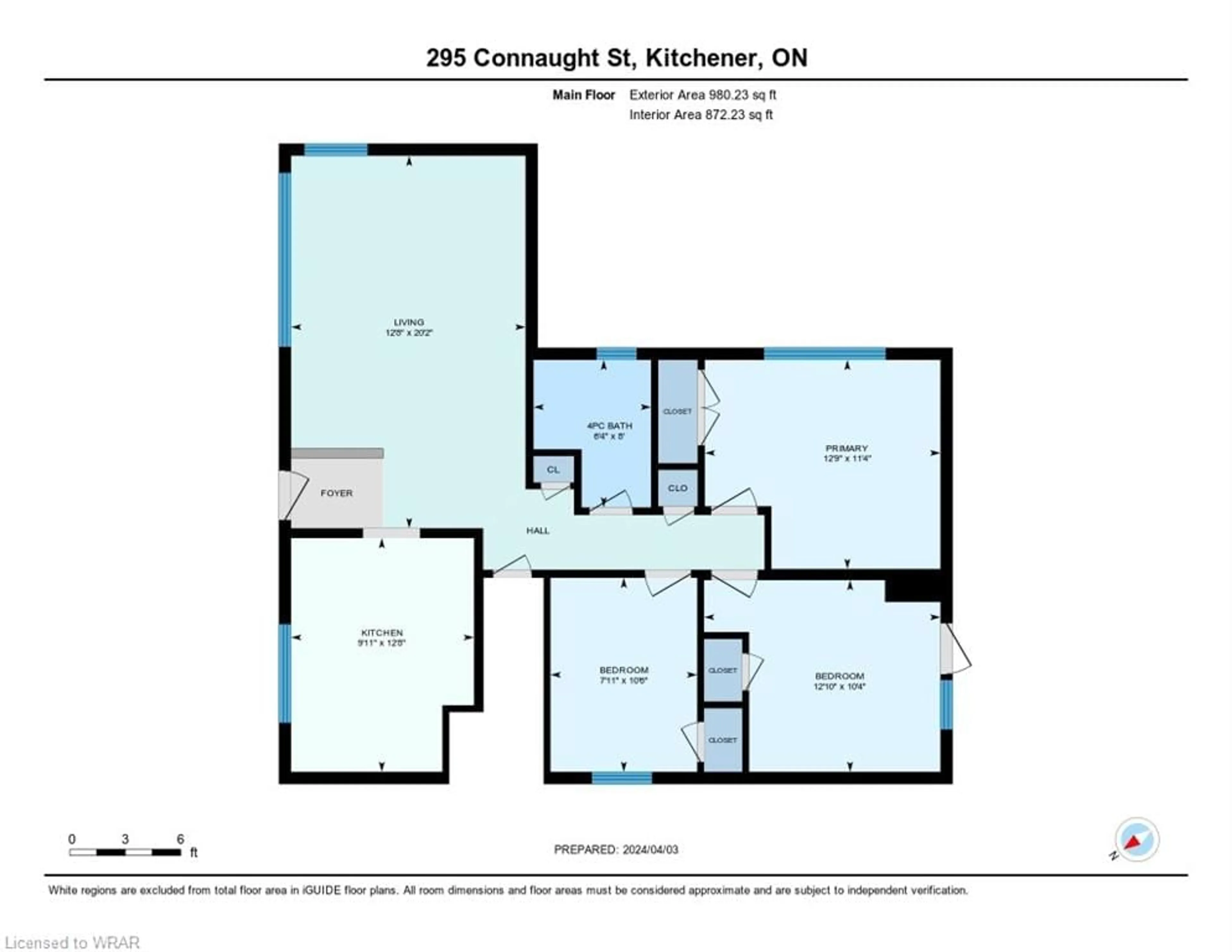 Floor plan for 295 Connaught St, Kitchener Ontario N2C 1B5