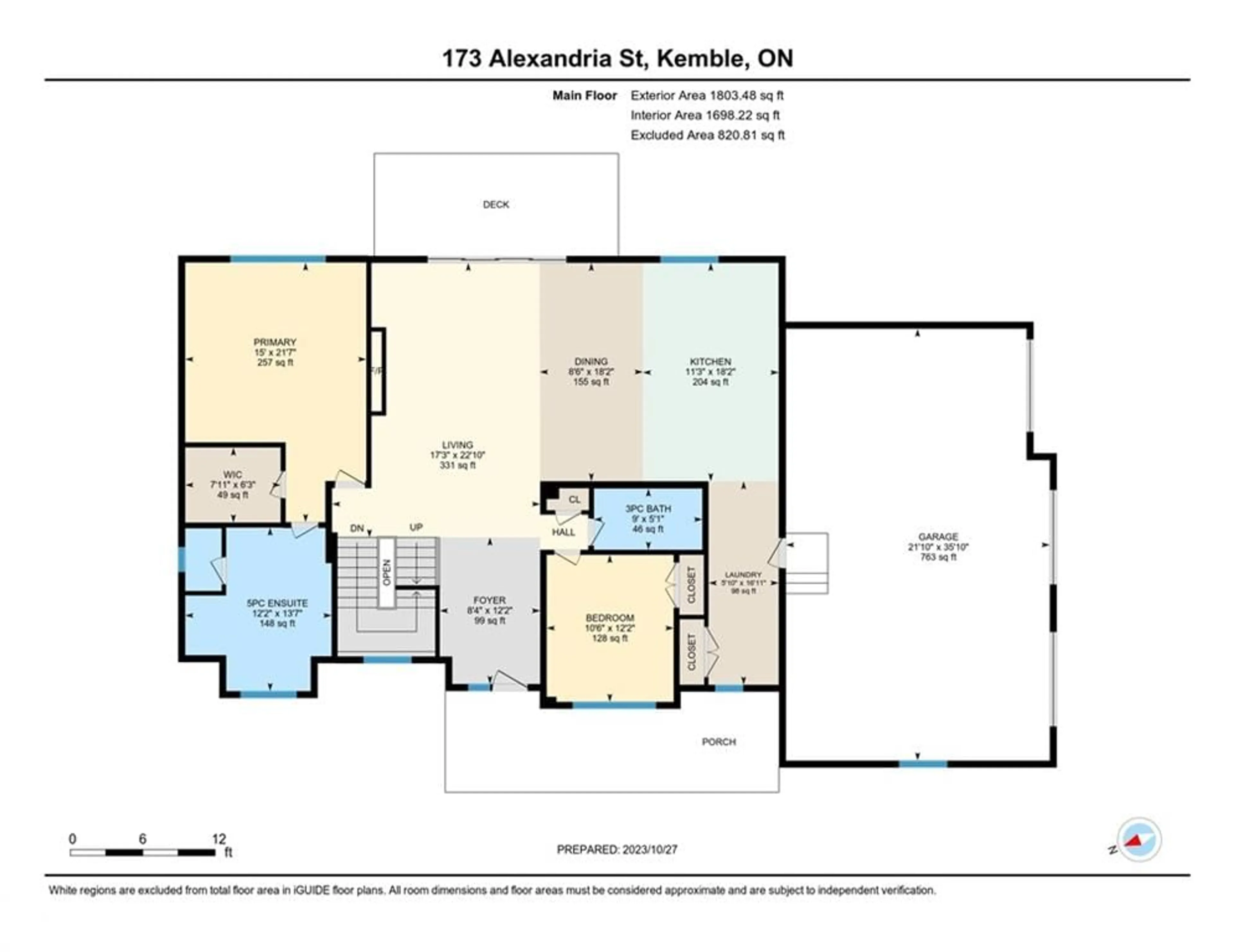 Floor plan for 173 Alexandria St, Kemble Ontario N4K 0G2
