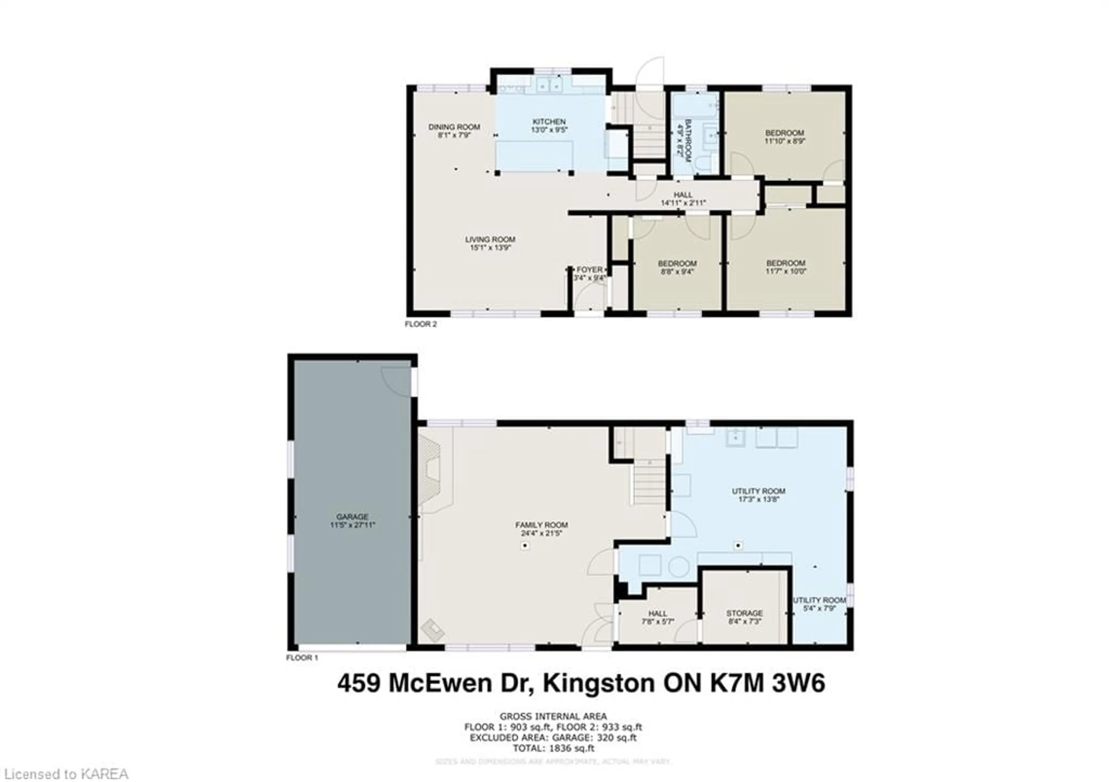 Floor plan for 459 Mcewen Dr, Kingston Ontario K7M 3W6