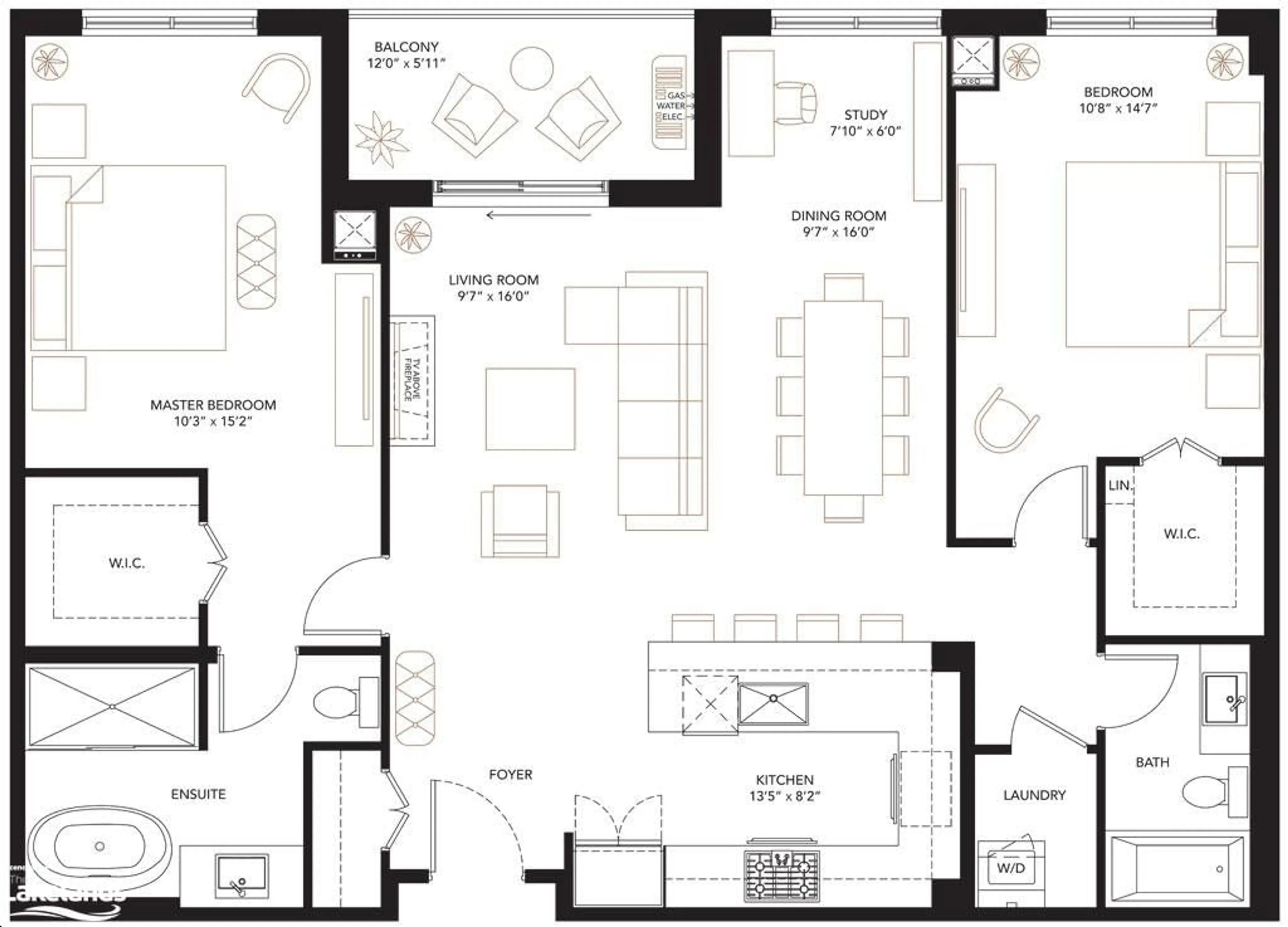 Floor plan for 1 Hume St #PH611, Collingwood Ontario L9Y 0X3