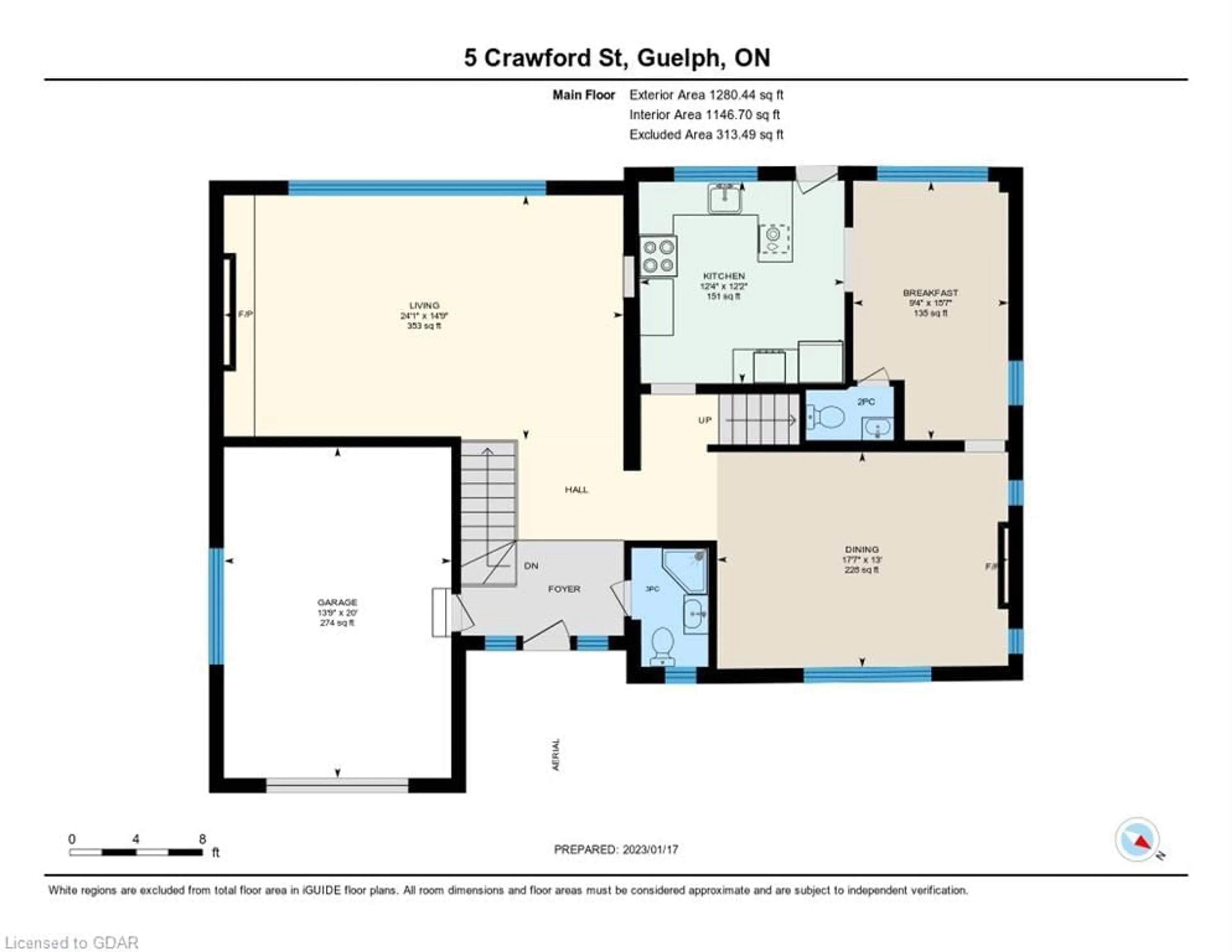 Floor plan for 5 Crawford St, Guelph Ontario N1G 1Y9