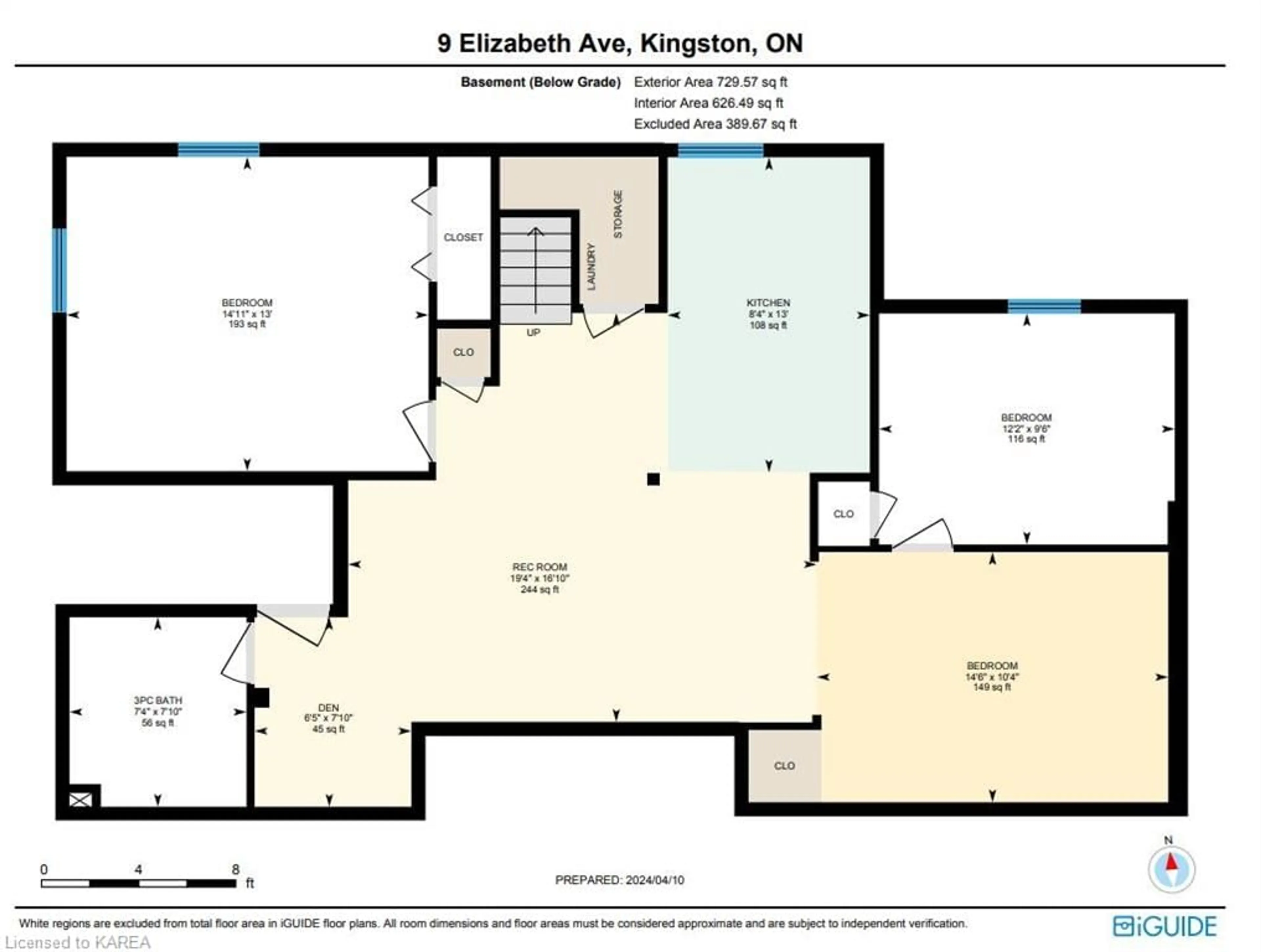 Floor plan for 9 Elizabeth St, Kingston Ontario K7M 3G9