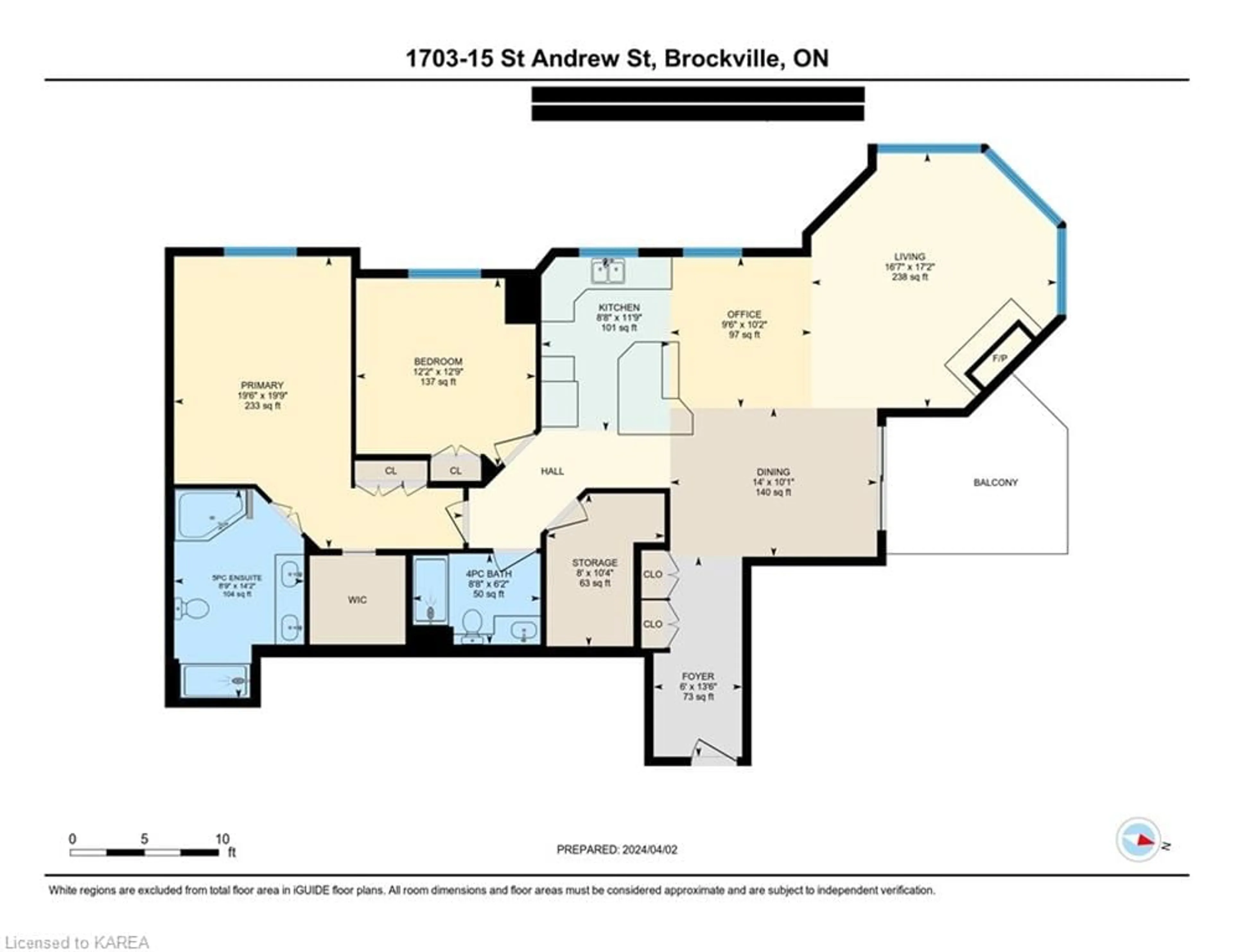 Floor plan for 15 St Andrew St #1703, Brockville Ontario K6V 0B8